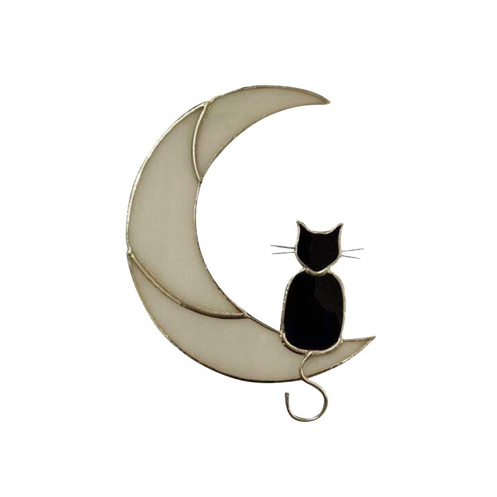 Cartoon Cat Window Sticker - Moon Hanging Sunbathing Cat Decal for Home, Wedding & Party Decor - Pet Lover Gift for Family & Friends - Perfect for Window, Glass & Mirror Decoration (Gray)