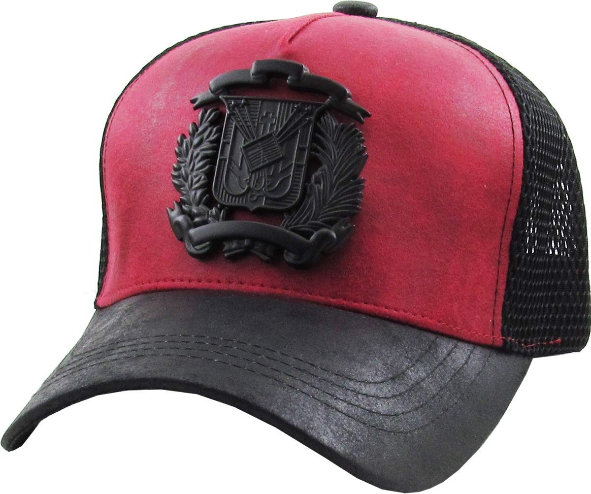 Dominican Republic Gold Badge Wolf Rooster Tuna Trucker Cap - Adjustable Snapback Hat for Fishing, Outdoor Adventures & Streetwear Fashion