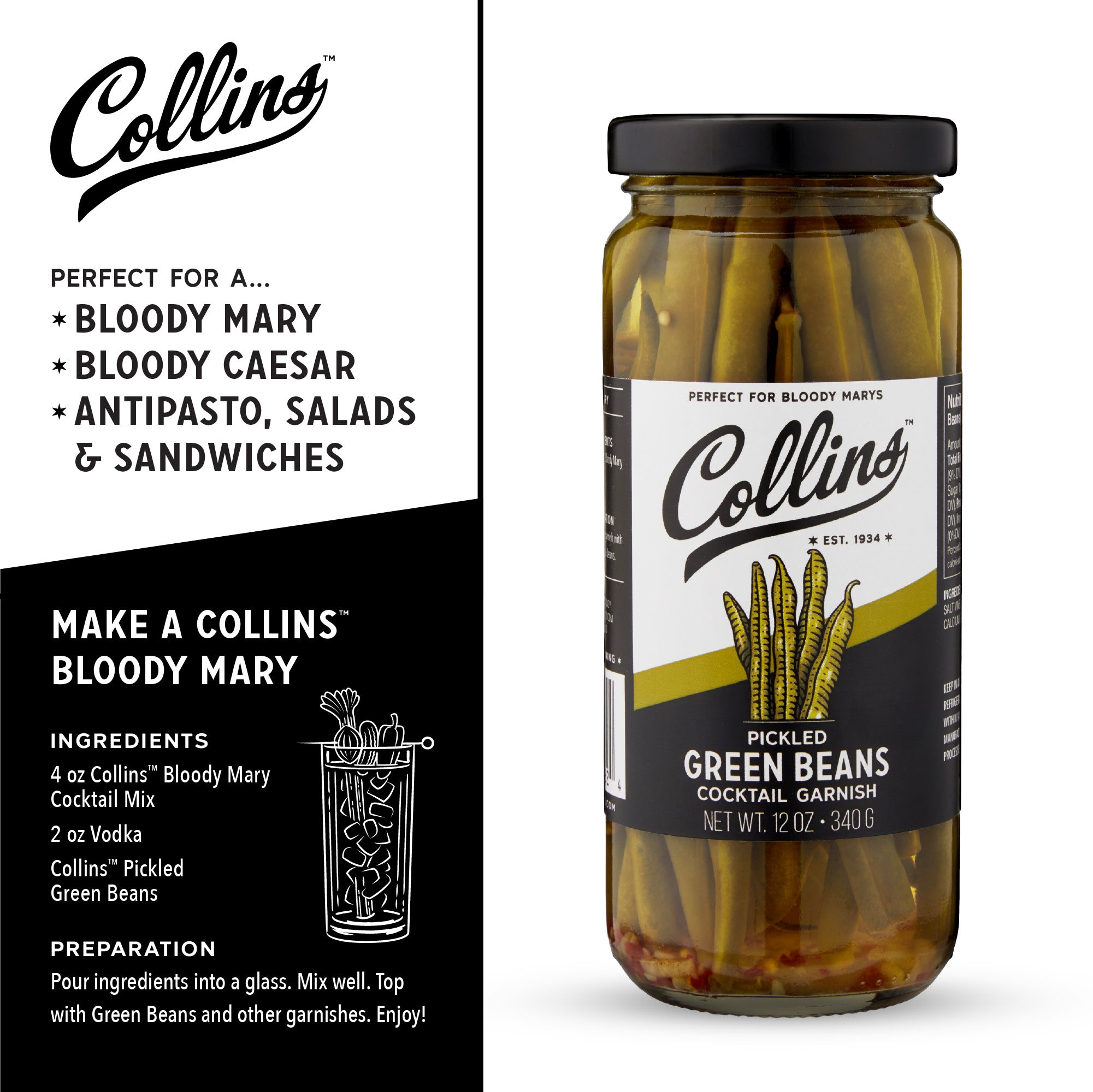 Gourmet Pickled Green Beans - Crunchy & Tangy, 12 oz Jar - Perfect for Salads, Charcuterie Boards & Healthy Snacking