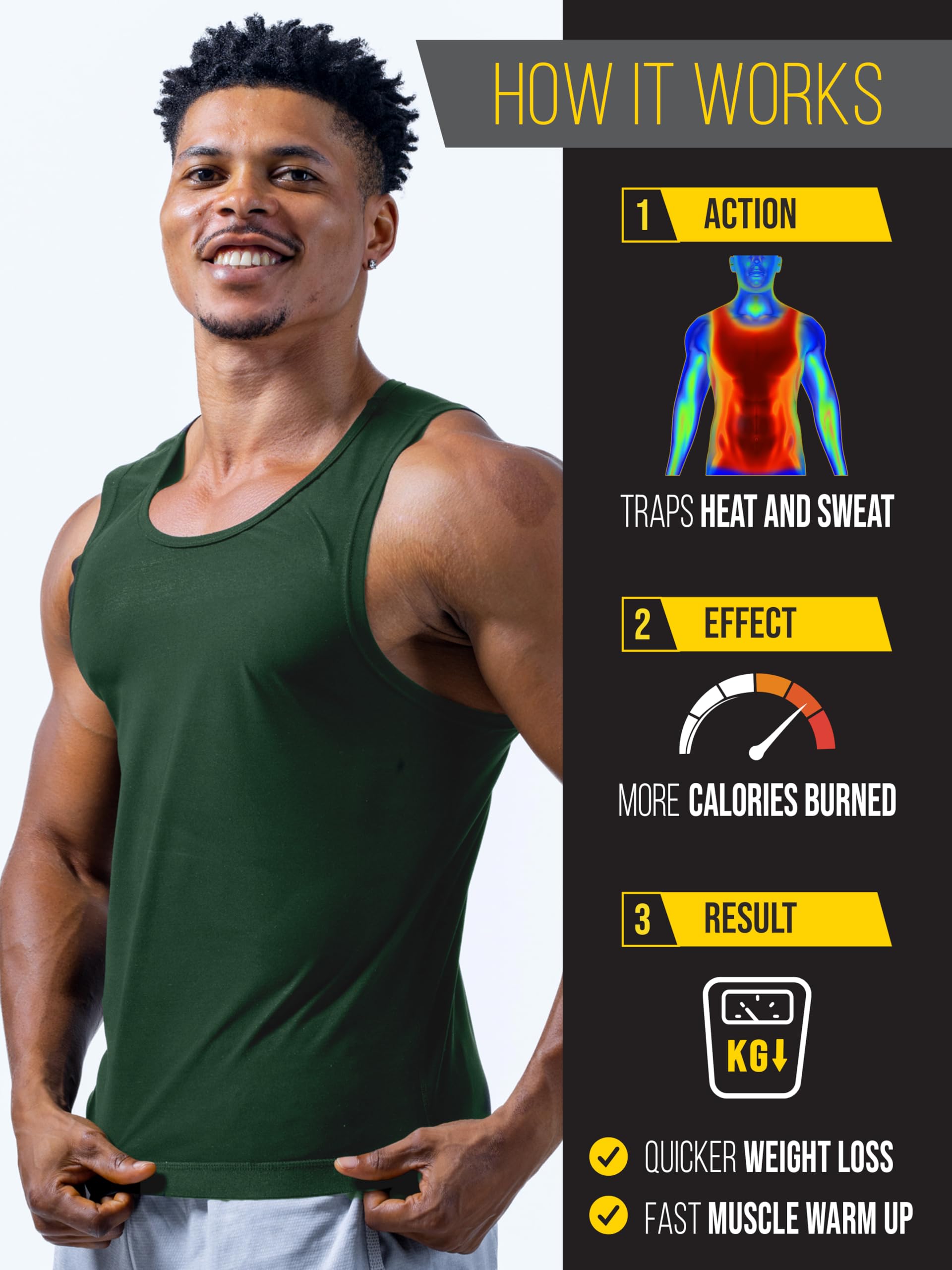 Men's Weight Loss Sauna Vest - Sweat Enhancing & Compression Technology for Faster Fat Burning - Workout, Running, Gym & Fitness Training (XS-7XL)