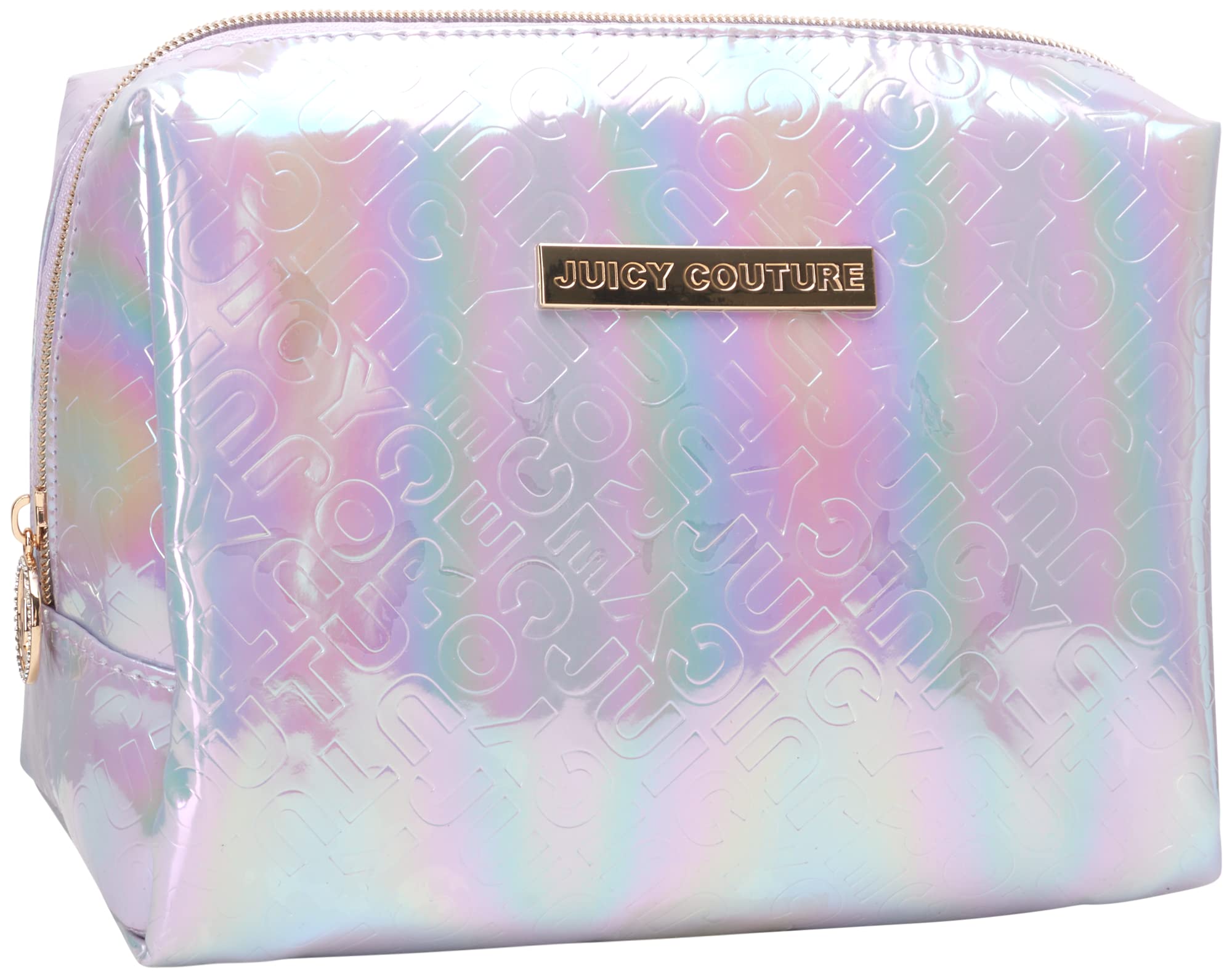 Juicy Couture Women's Iridescent Makeup Bag - Waterproof Travel Cosmetic Pouch & Toiletries Organizer for Purse, Gym, Vacation | One Size Fashion Clutch