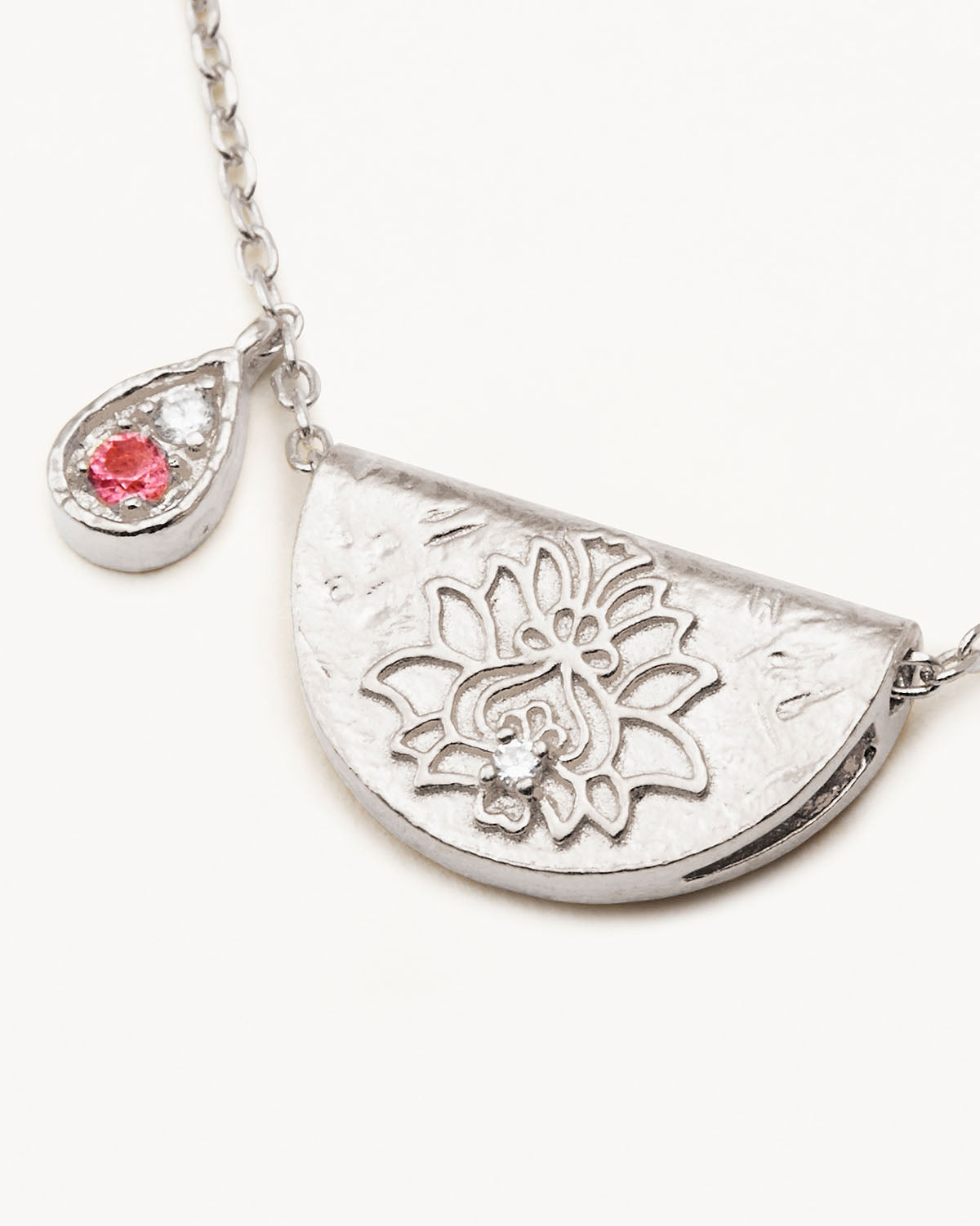 October Birthstone Necklace - Sterling Silver Pink Tourmaline Lotus Pendant Jewelry for Women | Perfect Gift for Birthday, Anniversary & Special Occasions