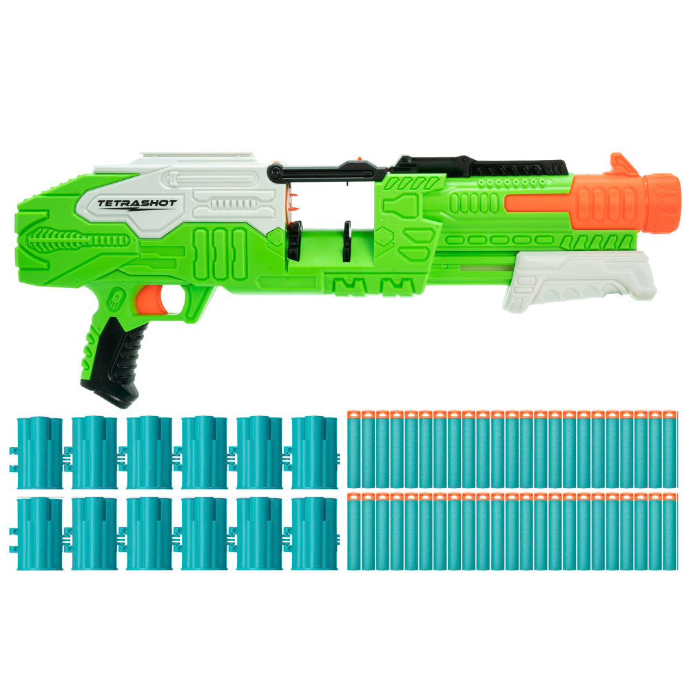 Air Warriors Tetrashot Dart Blaster with High Capacity Belt - 4 Dart Shooting Toy for Kids Ages 6+ | Outdoor Play, Nerf Battles & Backyard Fun