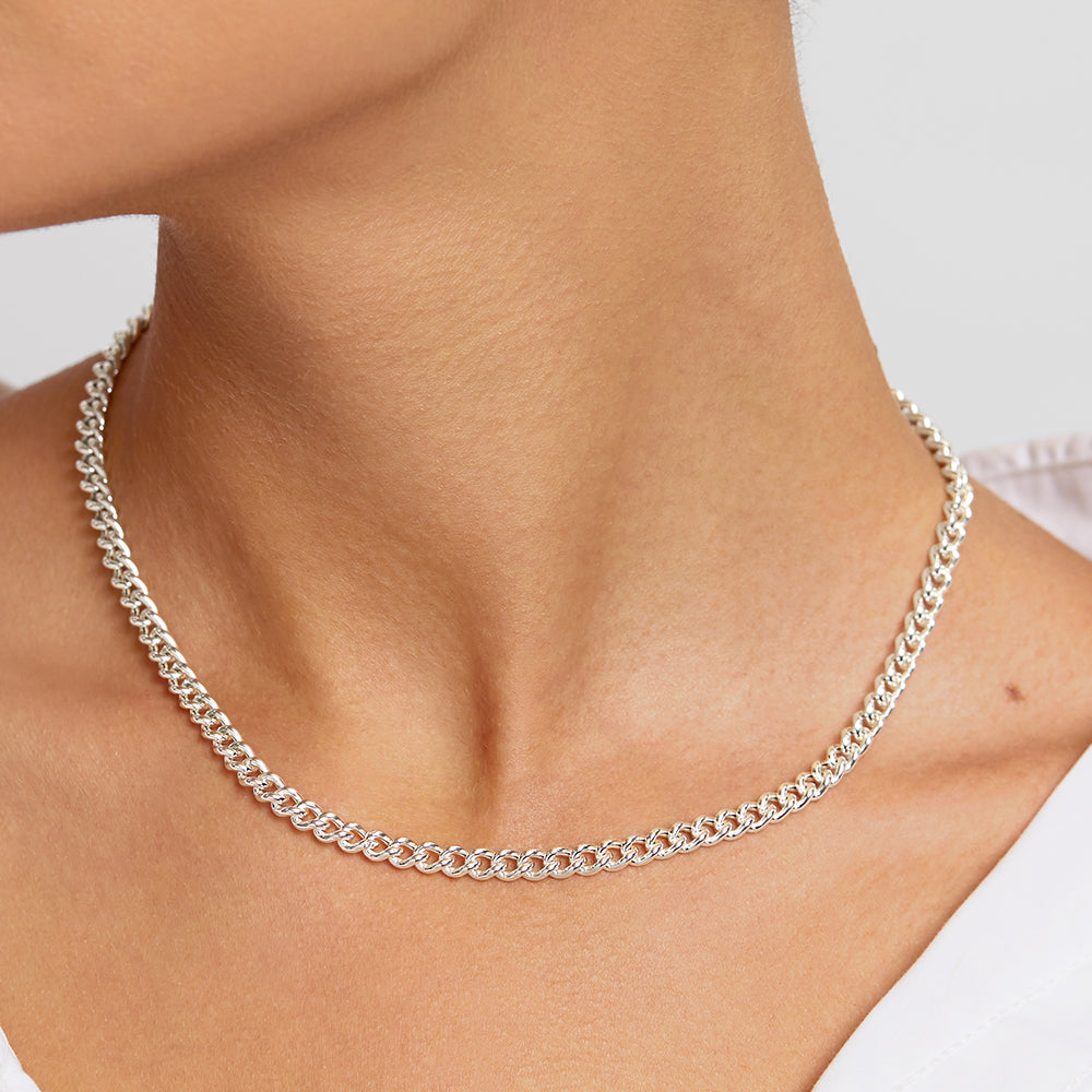 Stylish Silver Curb Chain Necklace for Women - Perfect for Everyday Wear, Layering & Gift Giving