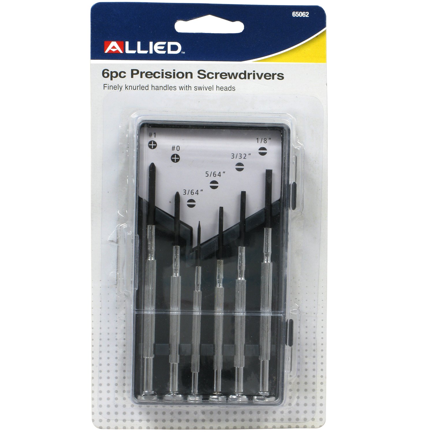 Allied Tools 65062 6-Piece Precision Screwdriver Set with Magnetic Tips - Black Handle for Electronics, Watches, Glasses & Small Device Repair