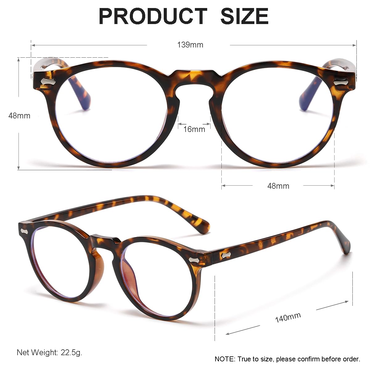 JOVAKIT Blue Light Blocking Glasses for Women & Men - Retro Round Frame Computer Glasses, Anti-Eyestrain, UV Protection - Perfect for Gaming, Office Work & Screen Time