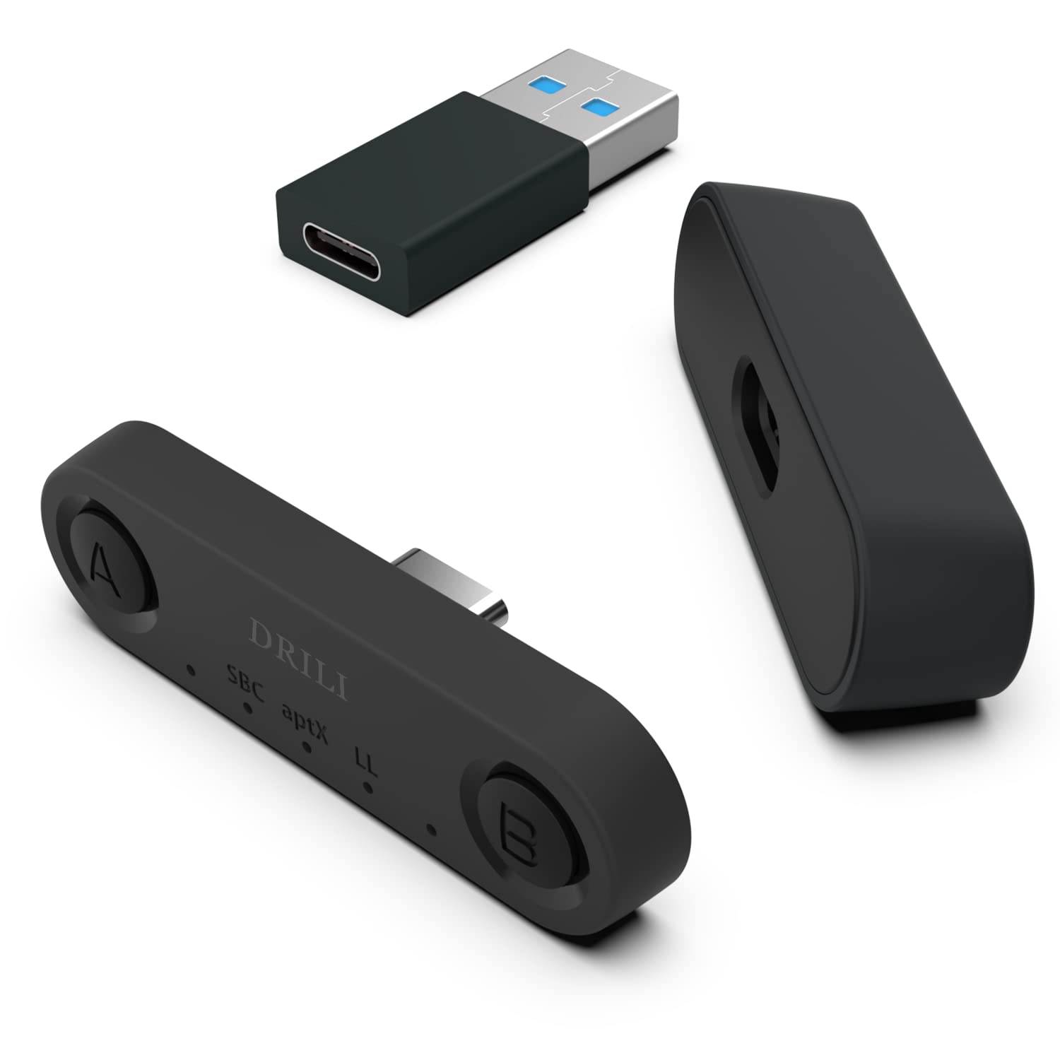 DRILI PS5 Bluetooth Adapter - Low Latency Wireless Audio Transmitter with aptX Support for PS4/PS5/Nintendo Switch/PC - USB-C Bluetooth Dongle with USB-C to USB Adapter - Compatible with Gaming Headsets, Wireless Earbuds & Streaming Devices - Works with Sony PlayStation, Nintendo Switch & Windows PC - Perfect for Online Gaming, Movie Streaming & Wireless Music Listening