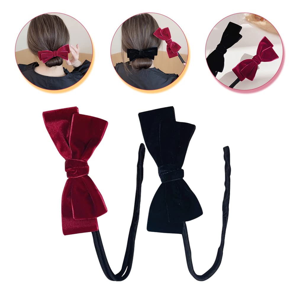 Lurrose 2-Pack Hair Bun Maker Set - Bowknot Headband & Fabric Donut Bun Shaper for Women and Girls - Perfect for School, Parties, Weddings and Daily Hair Styling Accessories