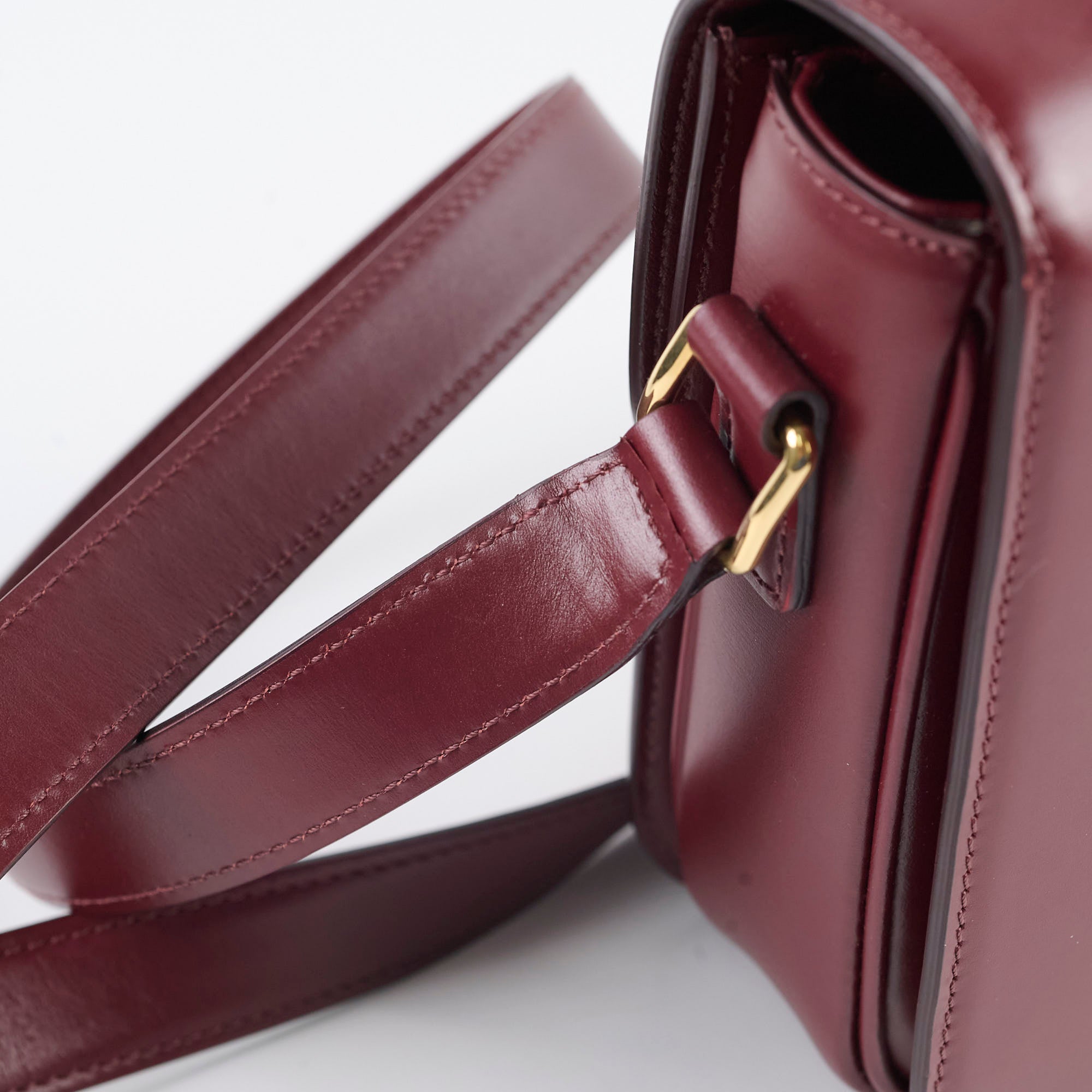 Celine Medium Triomphe Bag in Shiny Burgundy Calfskin Leather - Luxury Crossbody Purse for Women, Perfect for Date Night & Evening Events