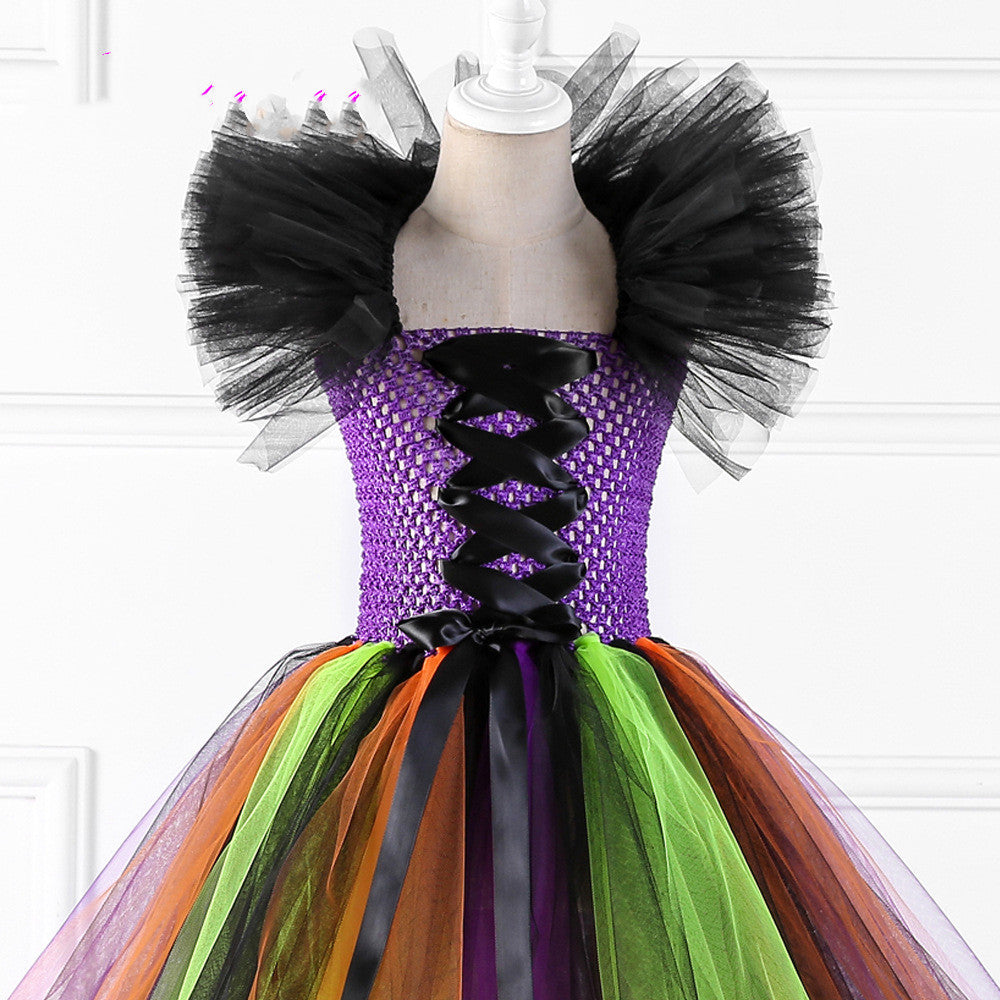 Halloween Wizard Girl Dress Costume for Kids - Magical Witch Outfit for Trick or Treating & Cosplay