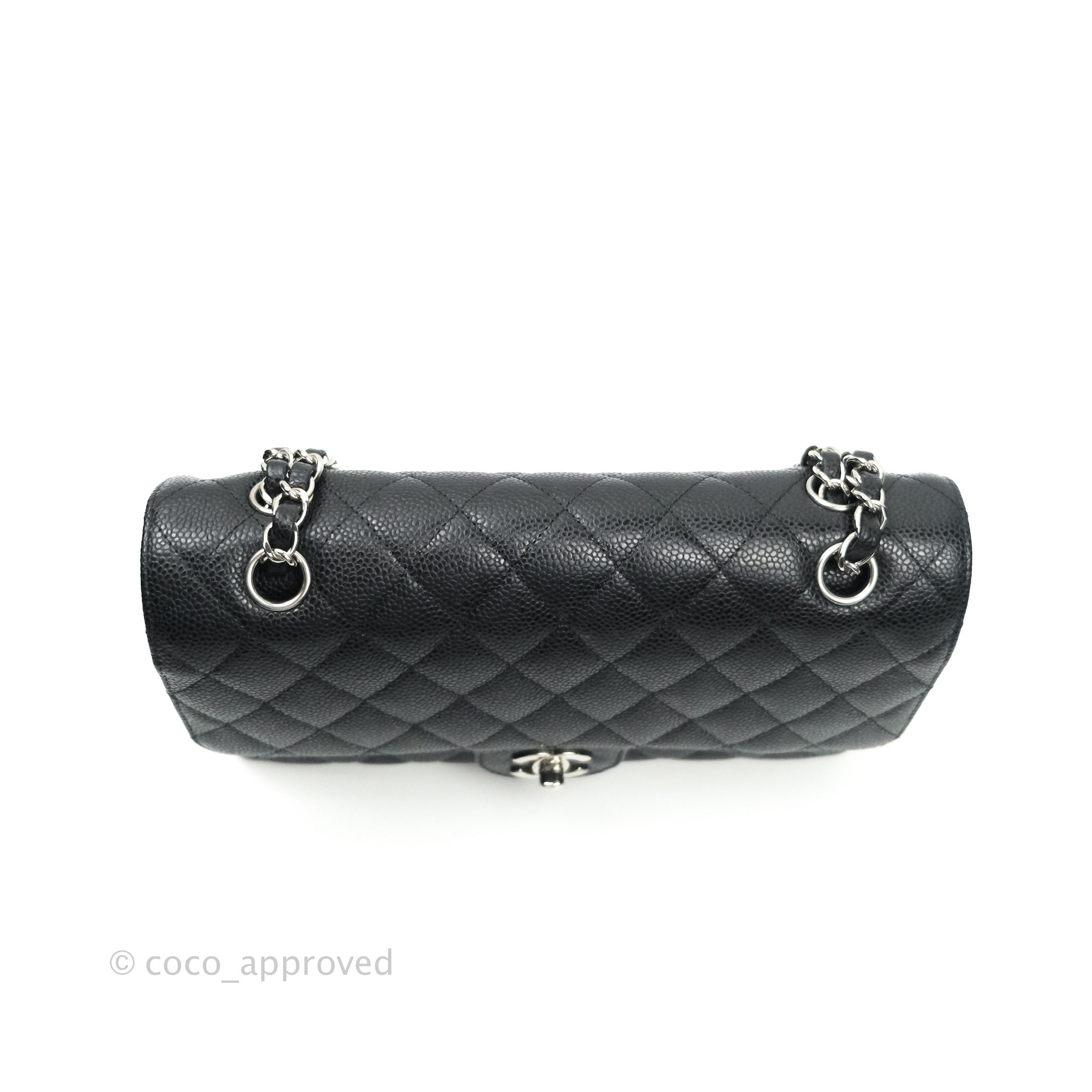 Chanel Classic Medium Double Flap Bag Black Caviar Leather with Silver Hardware - Luxury Shoulder Bag for Women, Perfect for Work, Evening Events & Special Occasions