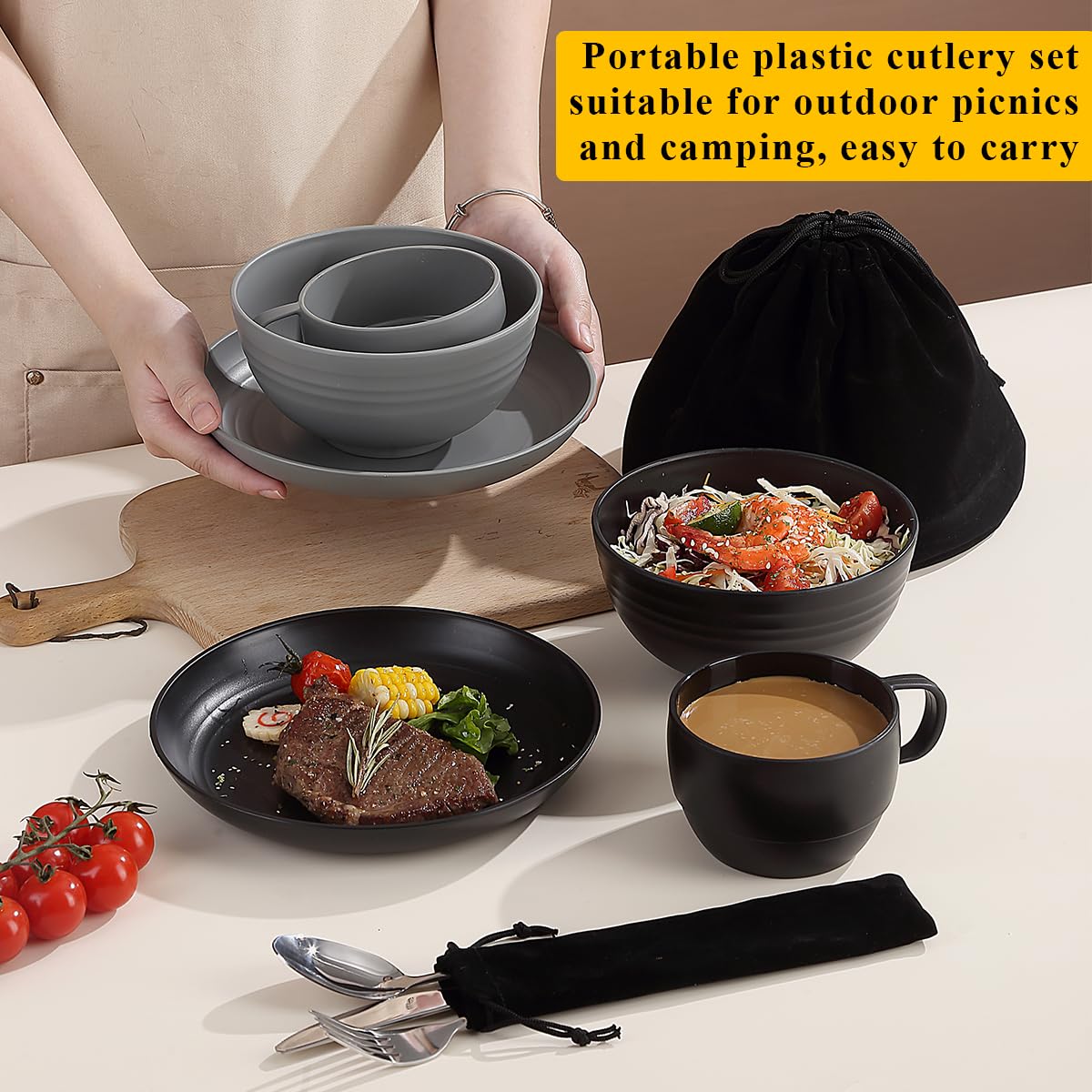 Berglander 2-Person Camping Mess Kit with Spoons, Forks & Knives - Lightweight & Durable Outdoor Silverware Set for Camping, Hiking, Picnic, Travel | Easy to Clean & Carry | Perfect for Backpacking & RV Trips
