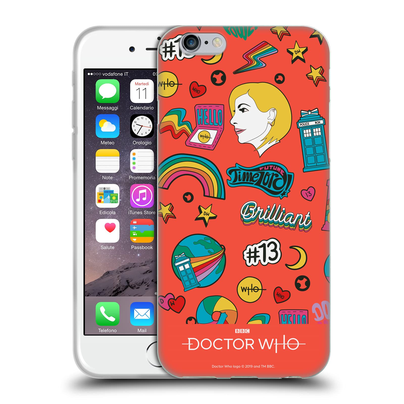 Officially Licensed Doctor Who Doodles Season 11 Soft Gel Case for Apple iPhone 6/6s - Cute Sci-Fi Phone Cover for Whovians & Tech Fans