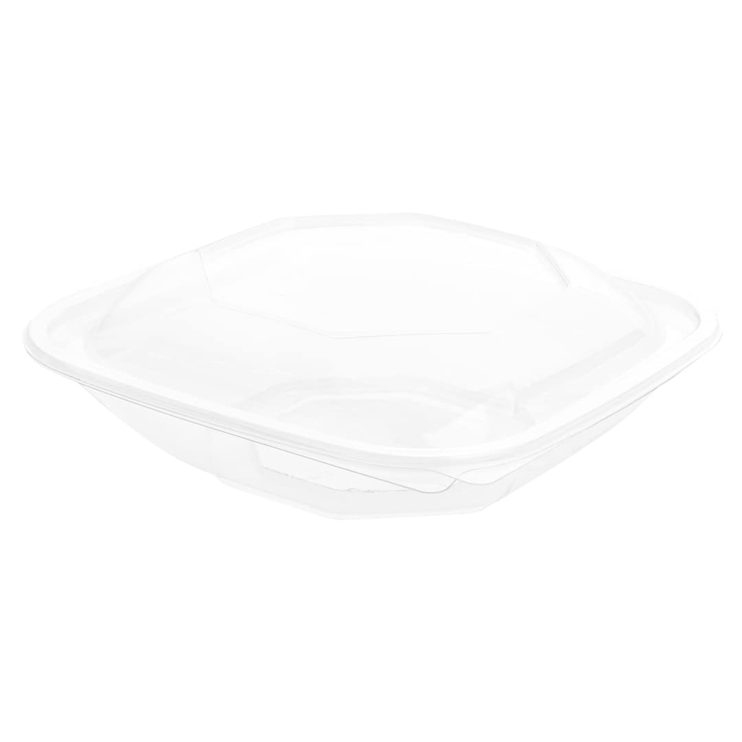 Restaurantware Thermo Tek 25.4oz Clear Plastic Salad Bowls with Lids - 100-Pack Freezable, Anti-Fog Disposable Food Containers for Takeout, Meal Prep & Catering | Perfect for Salads, Soups, Noodles & Party Serving
