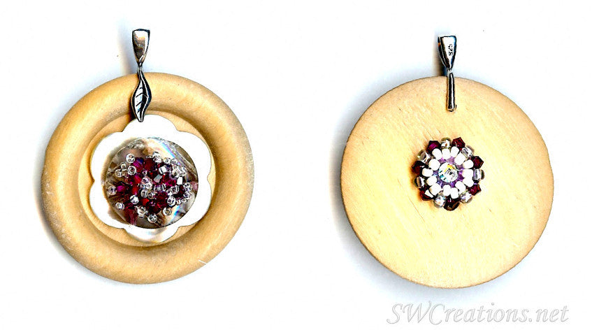 Ruby Crystal Shell Wood Button Pendant Necklace - Elegant Bohemian Jewelry for Women, Perfect for Beach Weddings & Summer Fashion