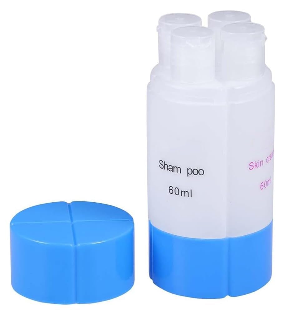 KINTIN 4 in 1 Travel Bottles Set - 60ML Leakproof Refillable Containers for Shampoo, Conditioner & Lotion - Perfect for Air Travel, Gym, Camping & Vacation Toiletries Organization