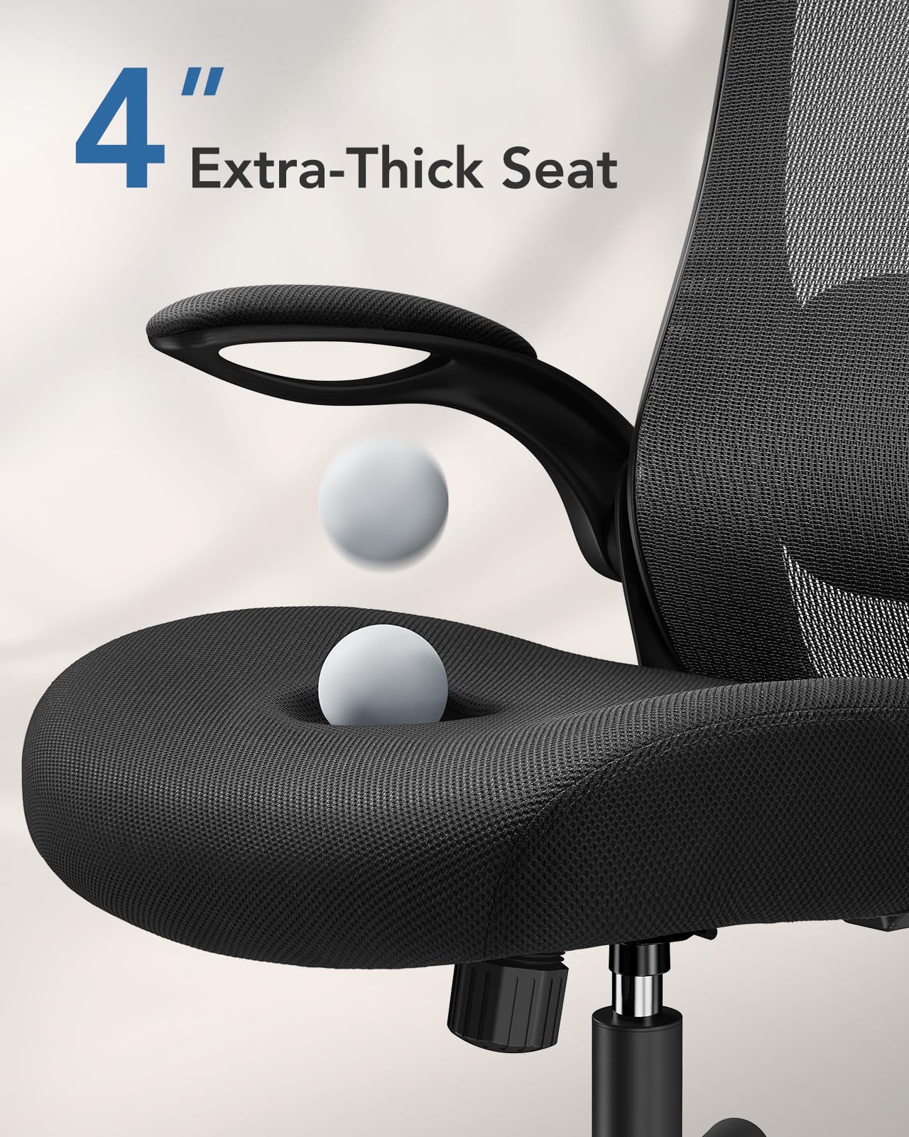 Ergonomic Office Chair with Adjustable Lumbar Support & Headrest - High Back Mesh Computer Chair with Flip-Up Armrests & Wheels for Home Office, Executive Workspace & Gaming Setup