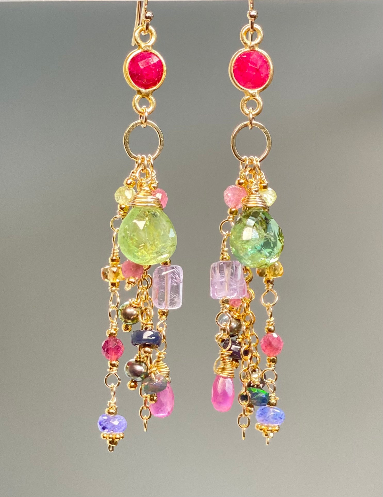 Green Tourmaline Gemstone Dangle Earrings - 14K Gold Filled Jewelry for Women | Elegant Gift for Birthday, Anniversary & Special Occasions