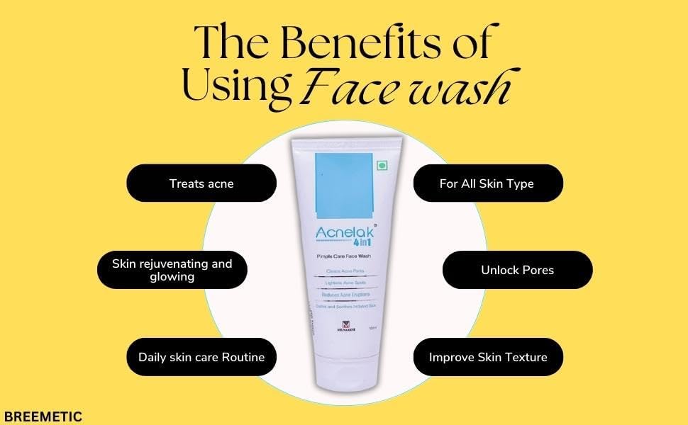 Acnelak 4-in-1 Pimple Care Face Wash (100ml) - Deep Cleansing for Acne Prone Skin, Reduces Breakouts & Lightens Acne Spots | Dermatologist Recommended | Perfect for Daily Skincare Routine & Travel