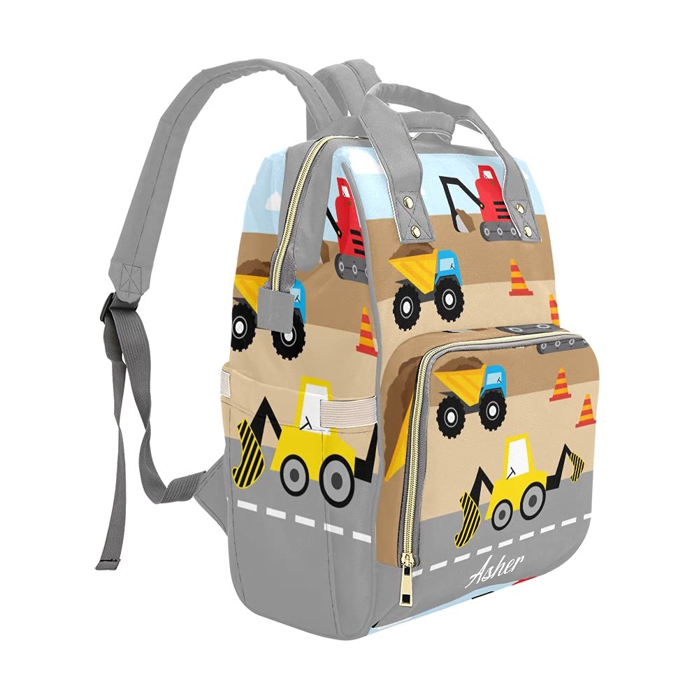 Custom Personalized Diaper Bag Backpack for Travel - Truck & Car Themed Baby Nappy Tote with Name Embroidery | Perfect for Moms, Dads & Baby Showers