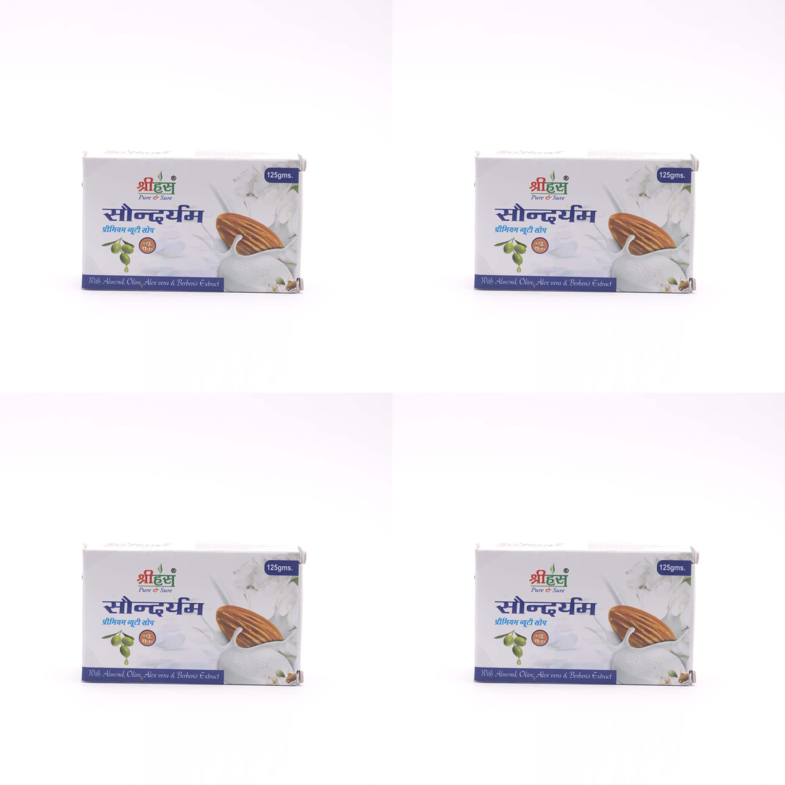 Organic Sri Hans Saundaryam Ayurvedic Soap (Pack of 4) - Natural Skin Care for Dry & Sensitive Skin - Perfect for Daily Bath & Spa Relaxation