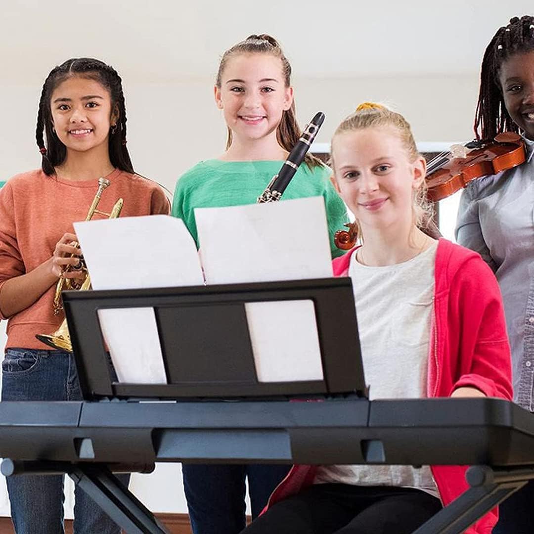 Adjustable Sheet Music Stand for Keyboard - Compatible with Yamaha & Multiple Piano Models | Durable Metal Music Book Holder with 2 Clips | Perfect for Piano Practice, Music Lessons & Live Performances