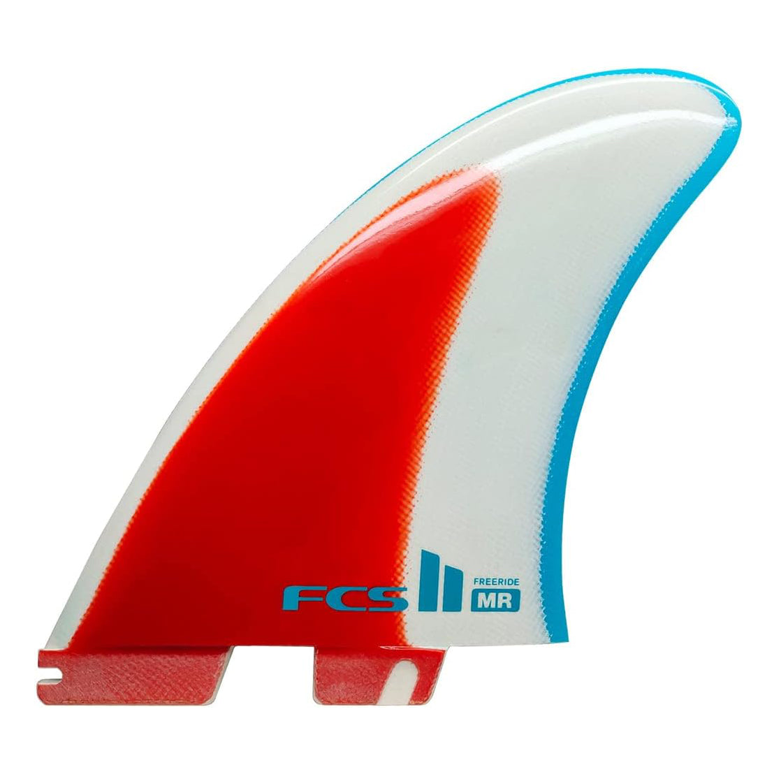 FCS II MR Freeride PG Twin Surfboard Fins - Blue/Red/White - High Performance for All Wave Conditions - Perfect for Surfing, Freeriding, and Twin Fin Setups