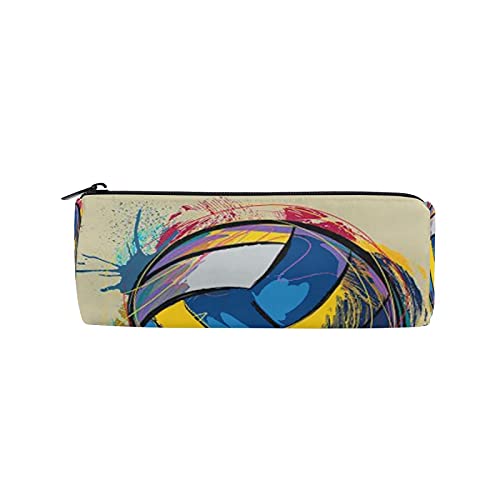 Vintage Volleyball Design Zippered Pencil Case - Sport Ball Themed Pen Pouch Organizer for School, Office, Travel & Makeup Storage (Ideal for Kids, Girls, Boys & Adults) - Perfect for Backpacks, Desks & Cosmetic Collections