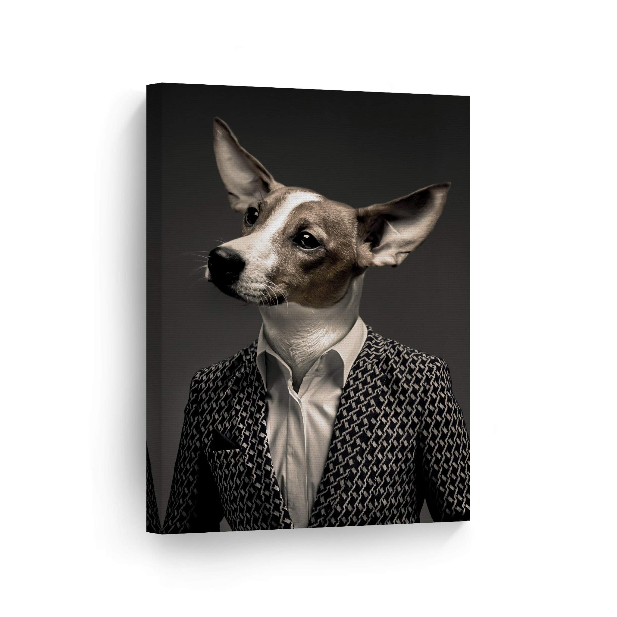 Premium Businessman Dog Portrait Canvas Wall Art - Funny Pet in Suit Print for Dog Lovers, Perfect Gift for Pet Owners (12x8 Inch) - Ideal for Office, Living Room, Bedroom & Nursery Decor