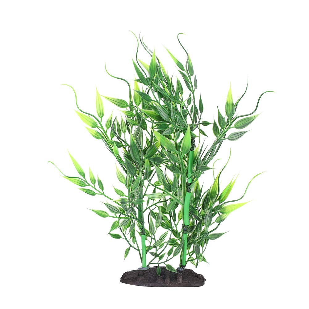 Small Bamboo Leaves Aquatic Plant - 9.4 Inch Tall Artificial Water Grass for Fish Tank & Aquarium Decor | Perfect for Freshwater Aquascaping, Betta Fish Habitats, and Home Aquarium Landscaping