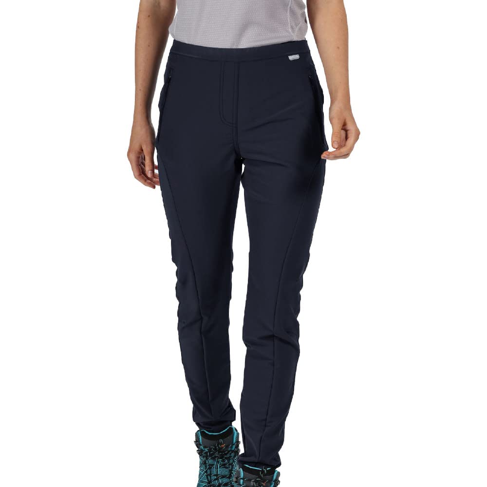 Women's Stretch Trousers - Navy Blue Comfort Fit Pants Size 10 Long - Perfect for Office Wear, Travel & Casual Outfits