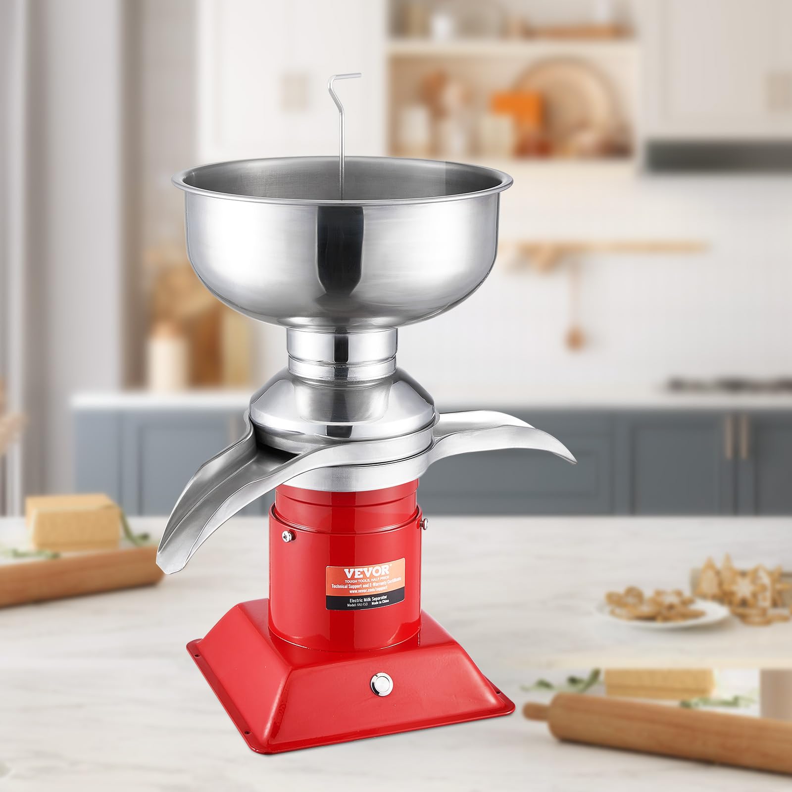 VEVOR 304 Stainless Steel Electric Cream Separator - 100L/H High Speed Centrifuge for Goat Milk & Dairy Processing (10500 RPM, Red) | Perfect for Farm Fresh Milk, Cheese Making & Home Dairy Production