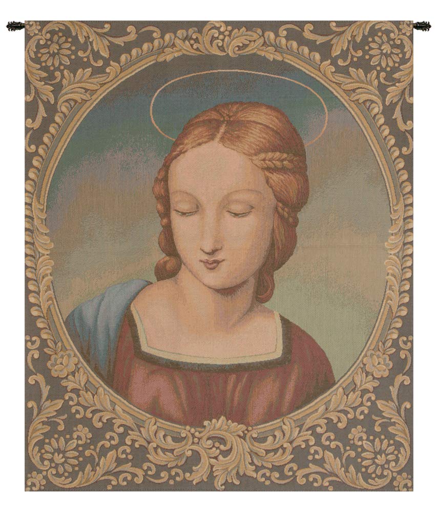 Madonna Del Cardellino Italian Tapestry Wall Hanging - 22x18 Inch Viscose Cotton Polyester Blend Artwork - Renaissance Home Decor & Wall Art by Raphael - Perfect for Living Room, Bedroom & Office Decor