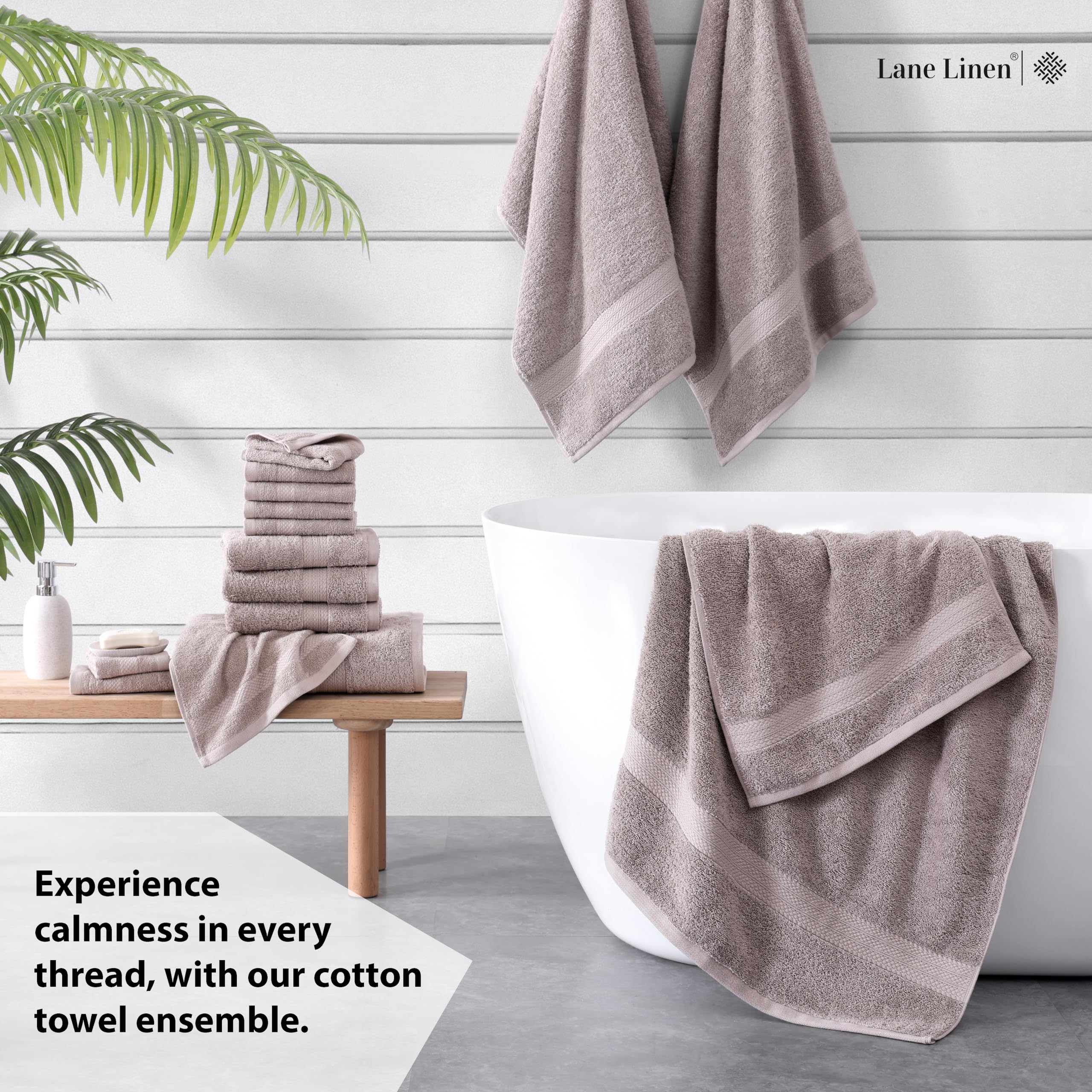 Luxury 16-Piece Bath Towel Set - 100% Premium Cotton, Ultra Absorbent Bathroom Towels, Soft Face & Hand Towels (4 Bath, 4 Hand, 8 Washcloths) - Platinum - Perfect for Spa, Hotel & Home Bathroom Luxury
