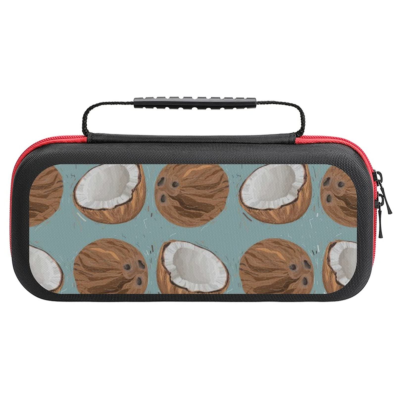 Waterproof Nintendo Switch Lite Carrying Case with Summer Coconuts Print - Portable Travel Storage Bag for Console & Accessories | Perfect for Beach Trips, Commuting, and Gaming On-The-Go