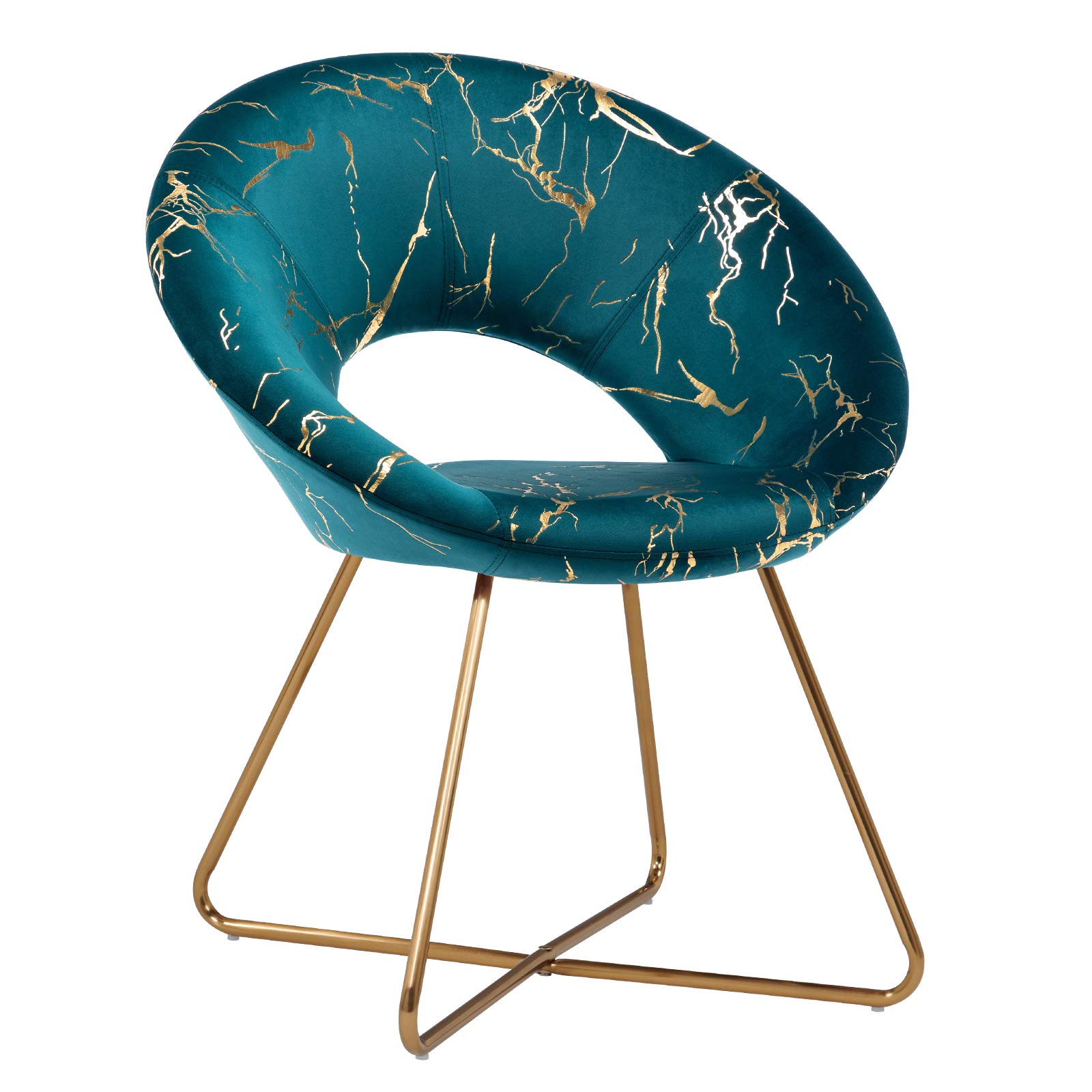Duhome Atrovirens Velvet Accent Chair with Golden Legs - Mid-Back Vanity Chair for Living Room, Bedroom & Office Desk - Elegant Seating for Home Decor, Reading Nook & Dressing Area