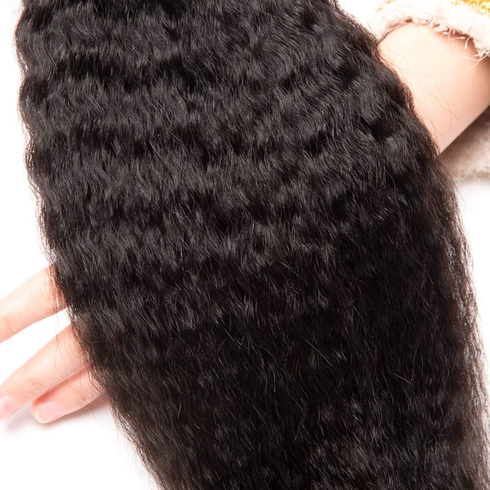 10A Yaki Kinky Straight 100% Unprocessed Brazilian Virgin Human Hair Bundles - 24/26/28 Inch Sew-in Hair Extensions for Black Women | Natural Color for Everyday Wear, Special Occasions & Protective Styling