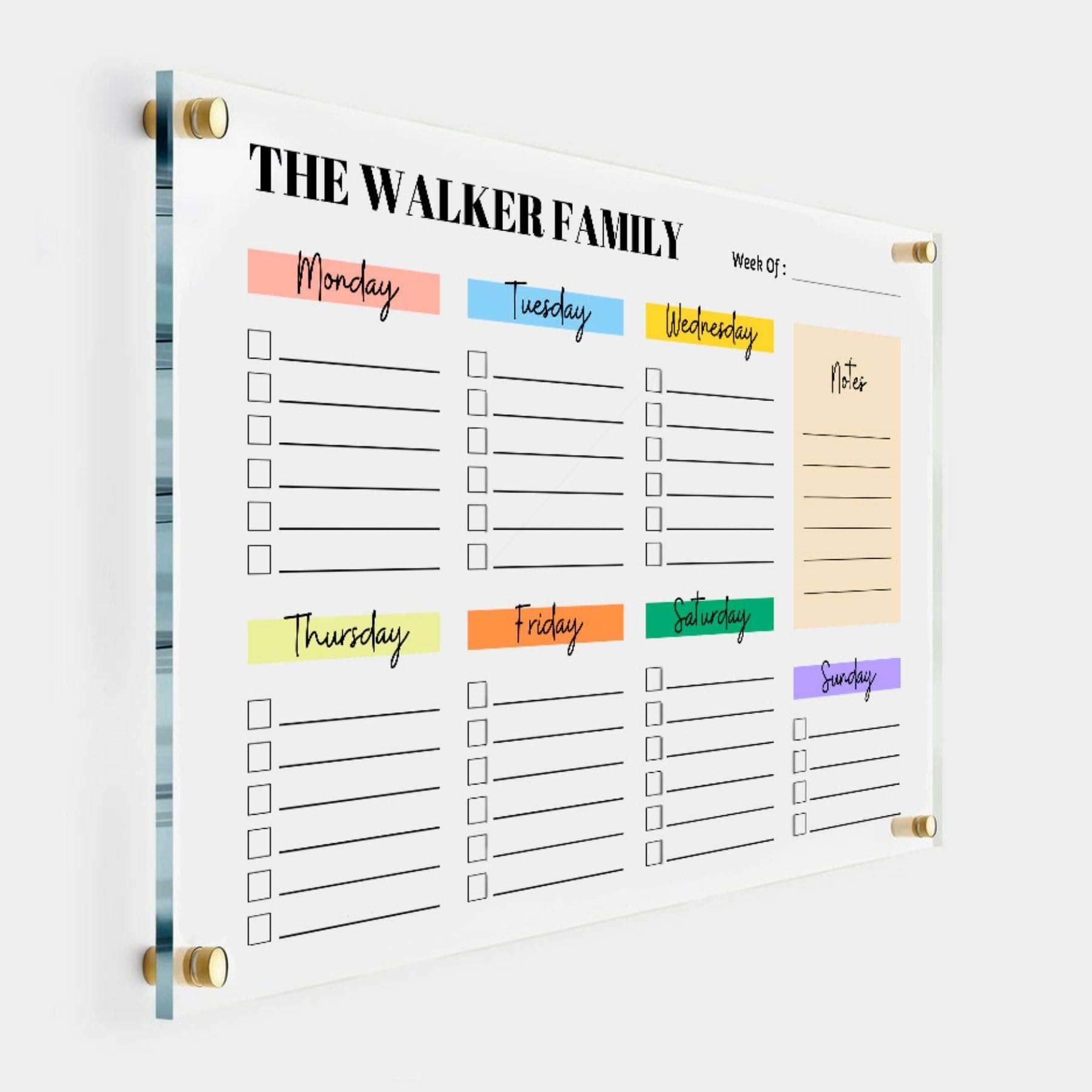 Personalized Acrylic Family Planner Wall Calendar 2025 - Dry Erase Monthly & Weekly Transparent Calendar for Home, Office & School Organization