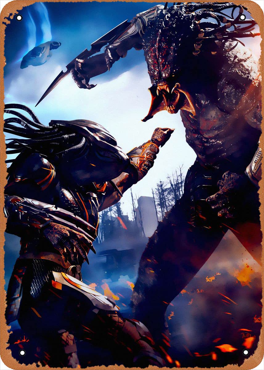Vintage The Predator Movie Poster Metal Tin Sign - 8x12 Inch Retro Wall Art Decor for Home Theater, Man Cave & Movie Room