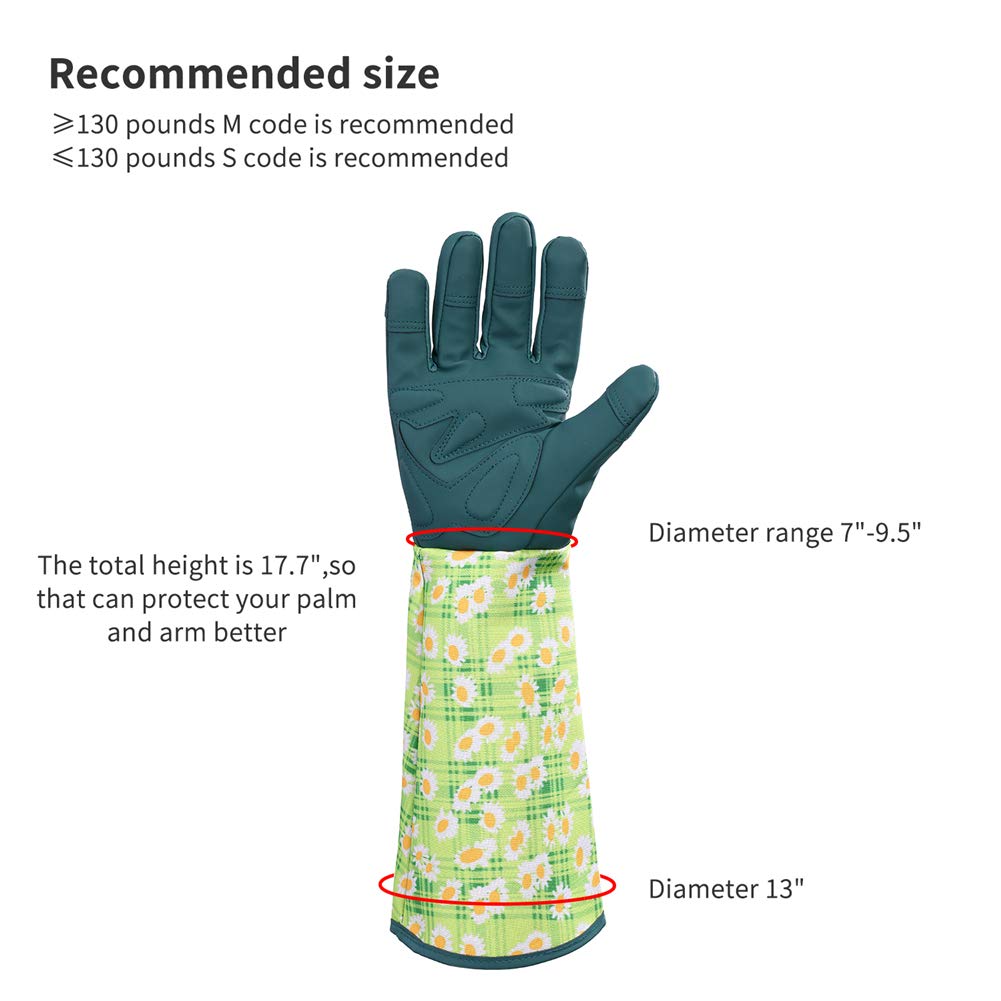 USAMYNA HANXIUCAO Leather Gardening Gloves for Women - Thorn Proof, Extended Long Rose Pruning Gloves - Perfect for Mother & Grandma Gardening Gifts (Blue) | Ideal for Rose Care, Flower Planting & Outdoor Garden Work