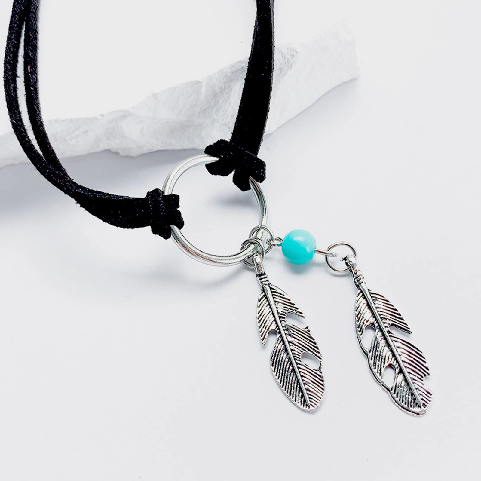 Boho Turquoise Suede Necklace for Women - Long Layered Western Jewelry for Country Concerts, Rodeo Outfits & Beach Essentials | Perfect for Festival Fashion, Summer Accessories & Boho Chic Style