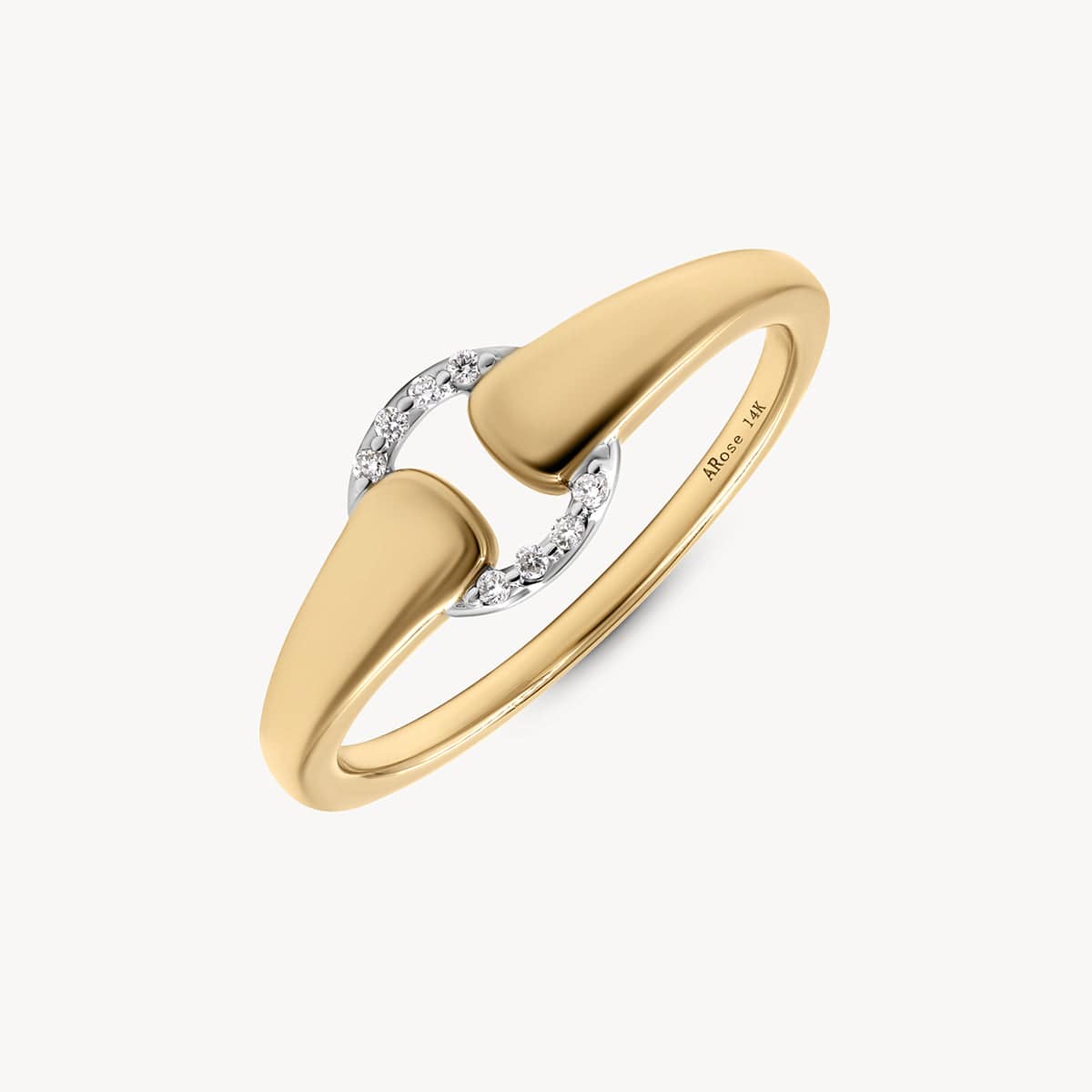Two Tone Diamond Buckle Ring for Women - Elegant Stackable Jewelry Gift for Valentine's Day, Anniversary & Special Occasions