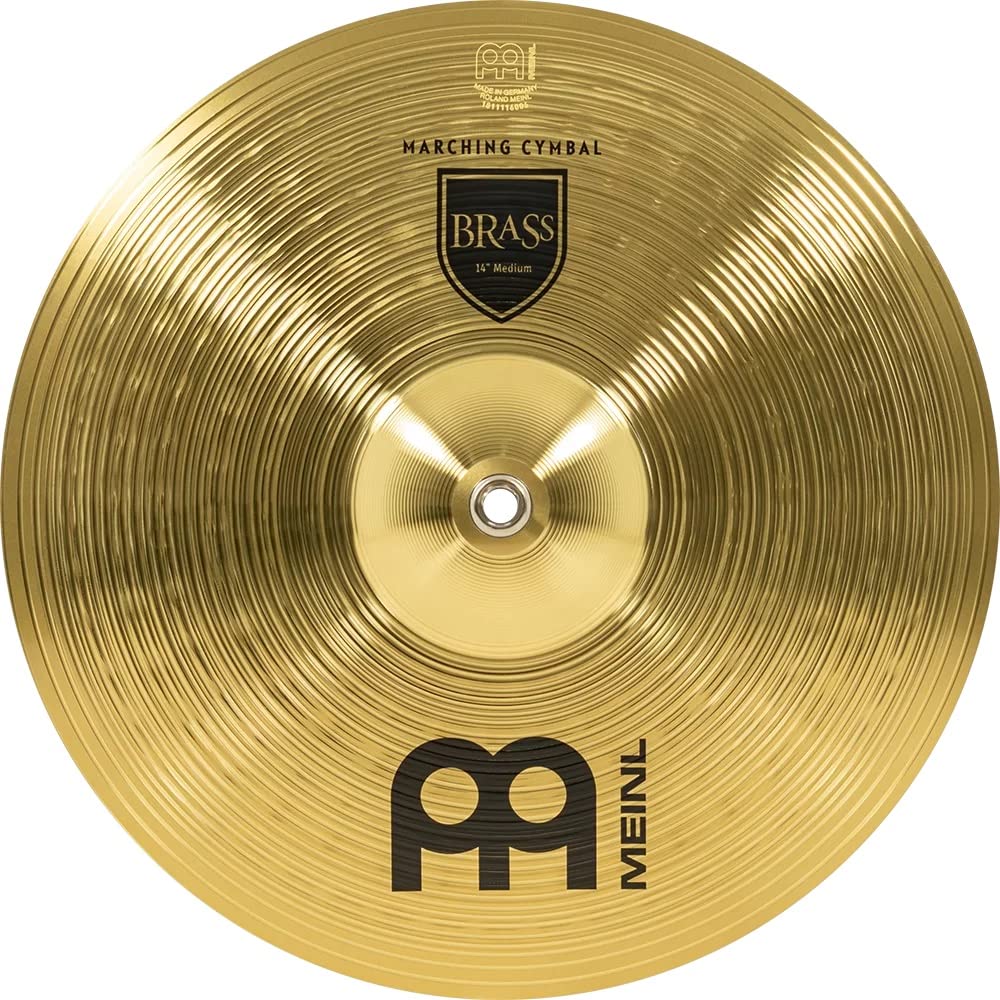 Meinl 14” Marching Cymbal Pair with Straps - Professional Brass Alloy Cymbals with Traditional Finish - German Made Drum Accessories - 2 Year Warranty (MA-BR-14M) - Perfect for Marching Bands, Drum Corps & Live Performances