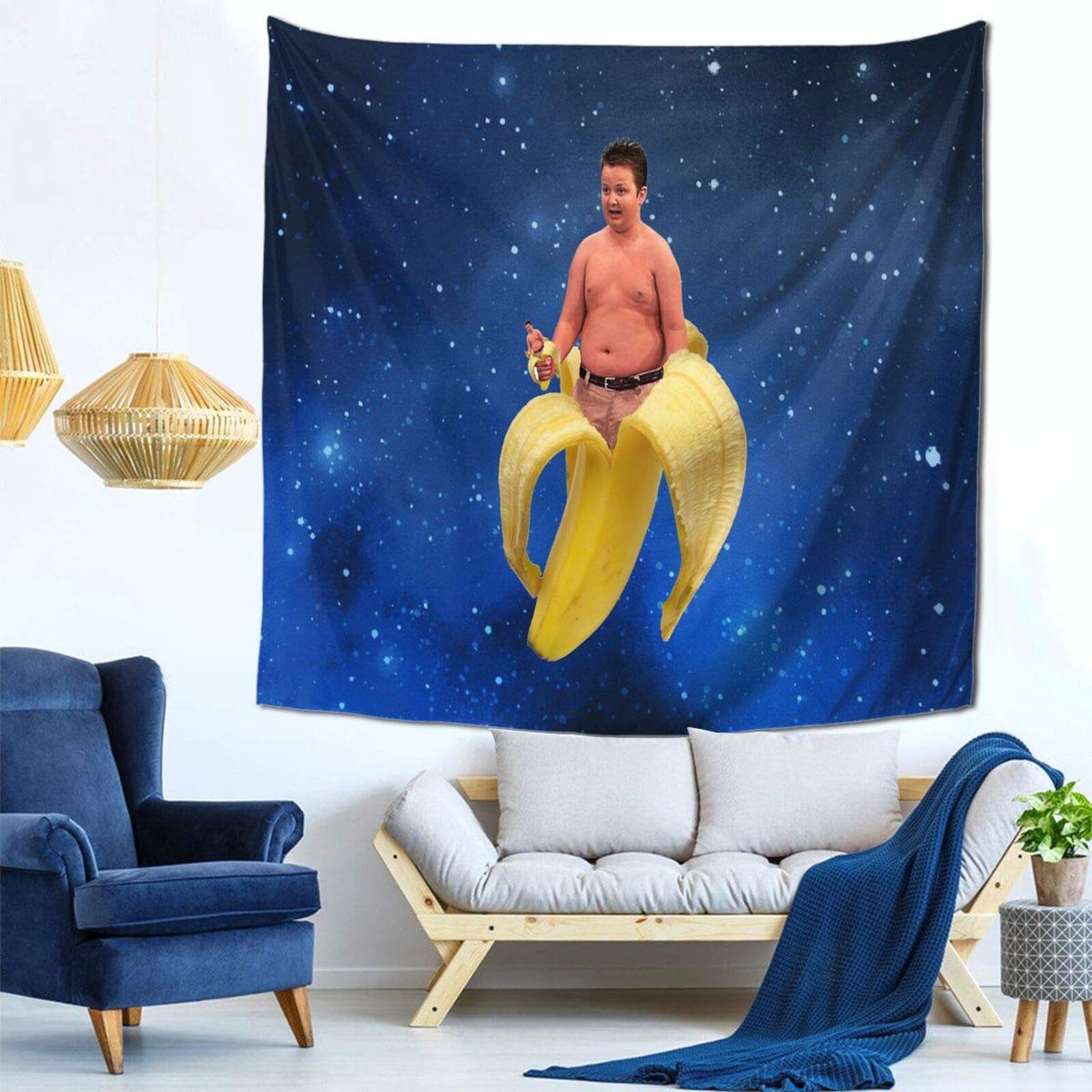 FORYU Gibby Bohemian Tapestry Wall Hanging - 59x59 Inch Large Wall Art Decor for Living Room, Bedroom, Dorm | Hippie Home Decor, Macrame Wall Tapestry for Boho Aesthetic & Cozy Spaces