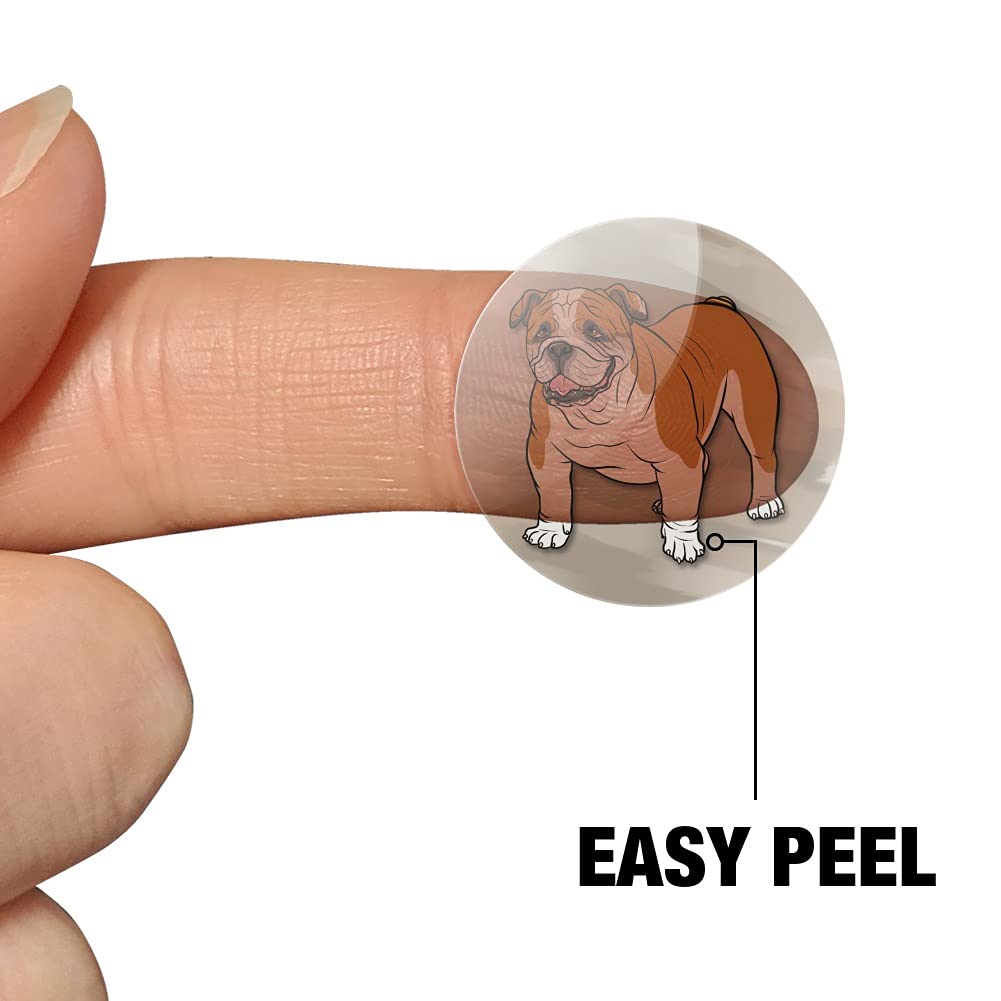 English Bulldog Pet Dog 1 Inch Planner Stickers - Clear Scrapbooking & Crafting Decals for Bullet Journals, DIY Projects & Planner Decorations