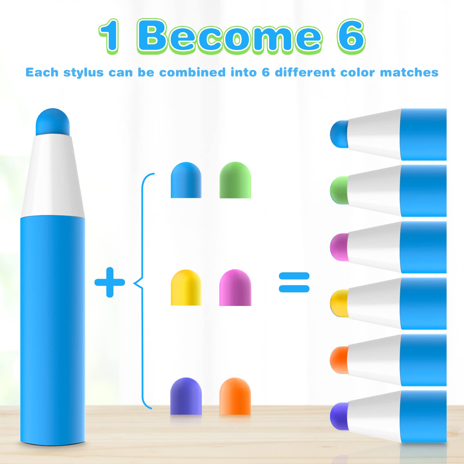 3-Pack Kids Stylus Pens for Touch Screens with 6 Extra Tips | Compatible with Kindle, iPad, iPhone, Fire Kids Tablet | Back to School Supplies for Students | Perfect for Drawing, Note-Taking & Digital Learning