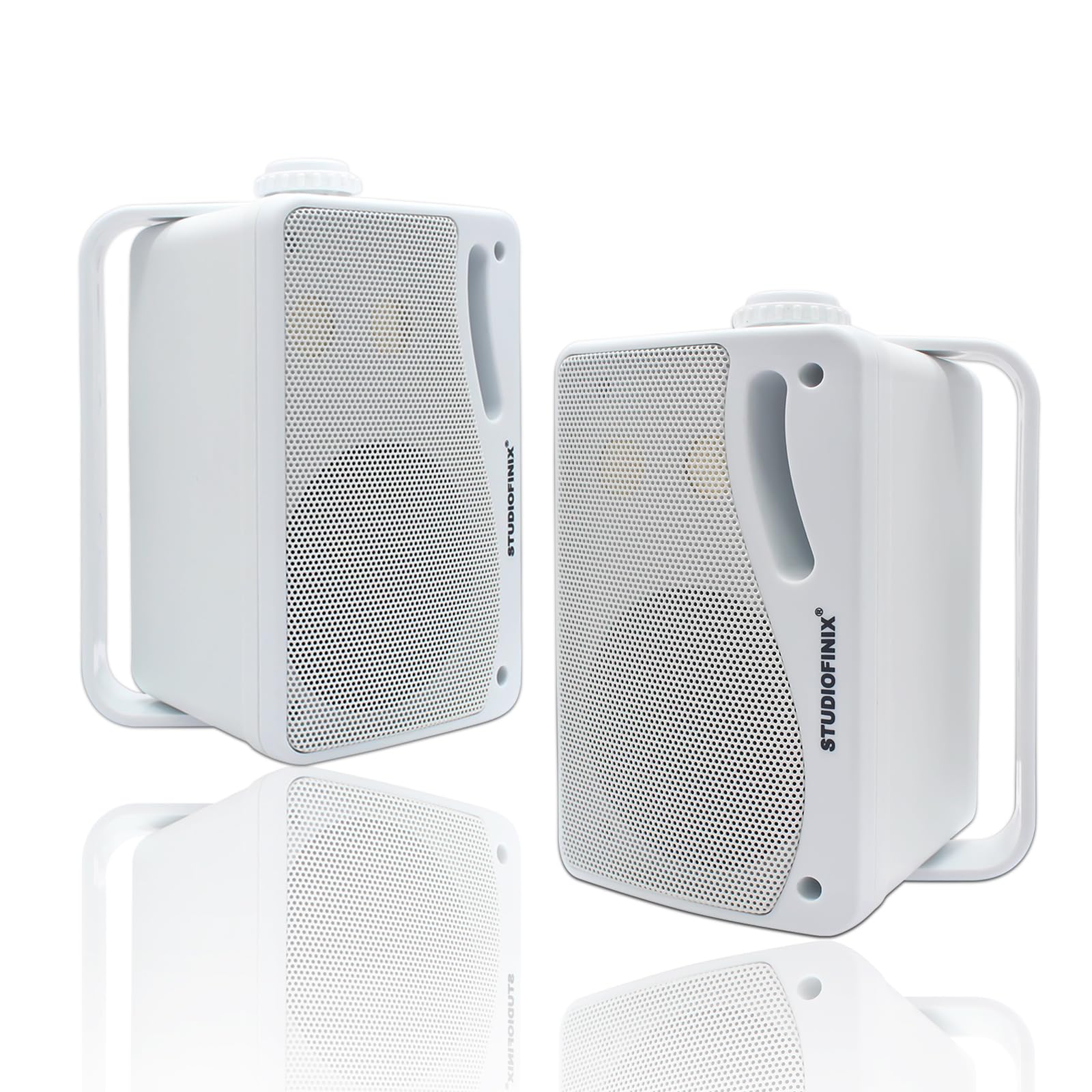 **STUDIOFINIX 3.5 Inch Outdoor Bluetooth Speakers - Waterproof, 200W Wall Mount Speakers for Patio, Deck, Indoor & Outdoor Use (White) - Perfect for Pool Parties, Backyard BBQs, and Home Entertainment**