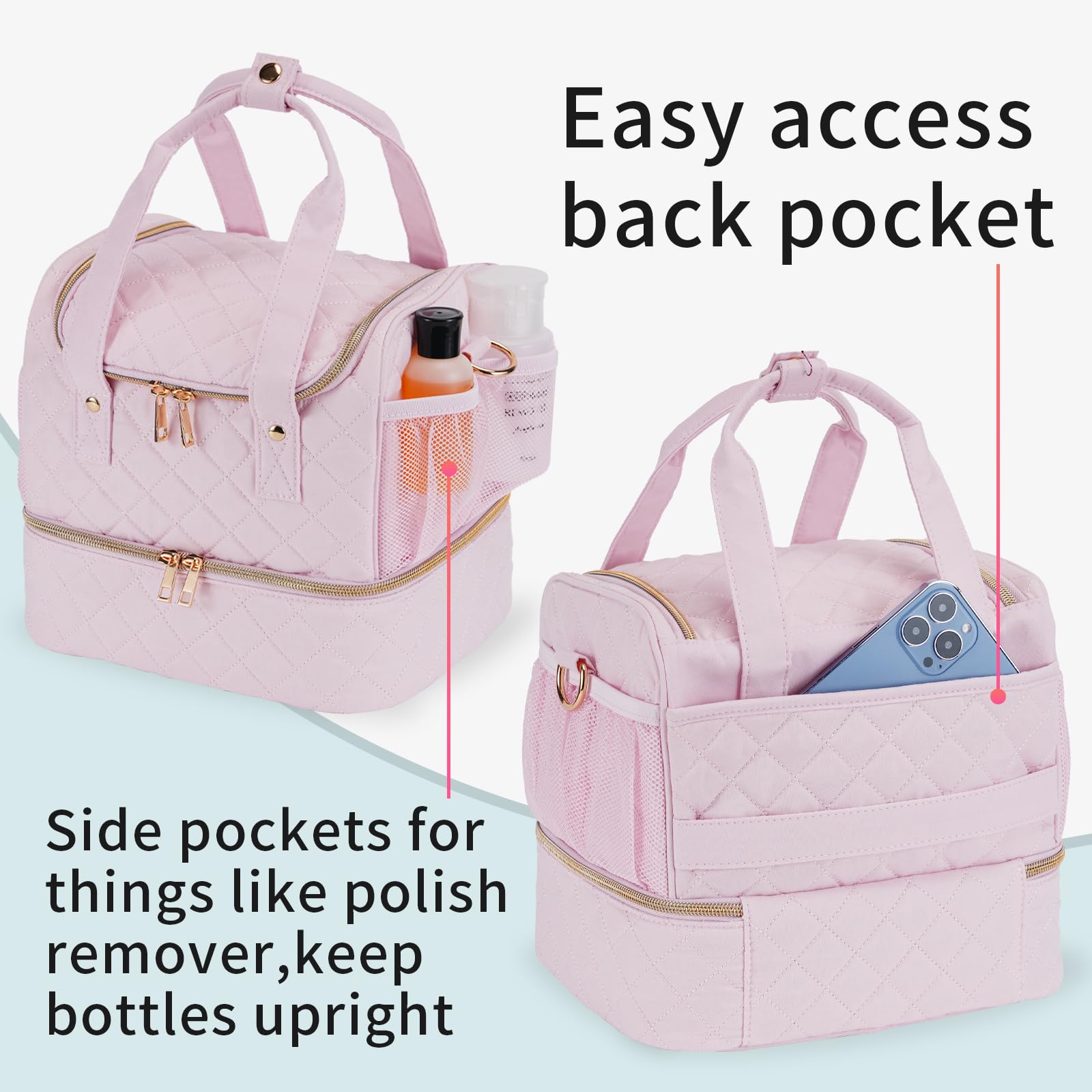 Professional Nail Polish Organizer Case - Holds Nail Lamp & 30 Bottles, Travel-Friendly Storage for Nail Techs & Manicure Tools (Patented) - Perfect for Salon Professionals & Home Nail Care