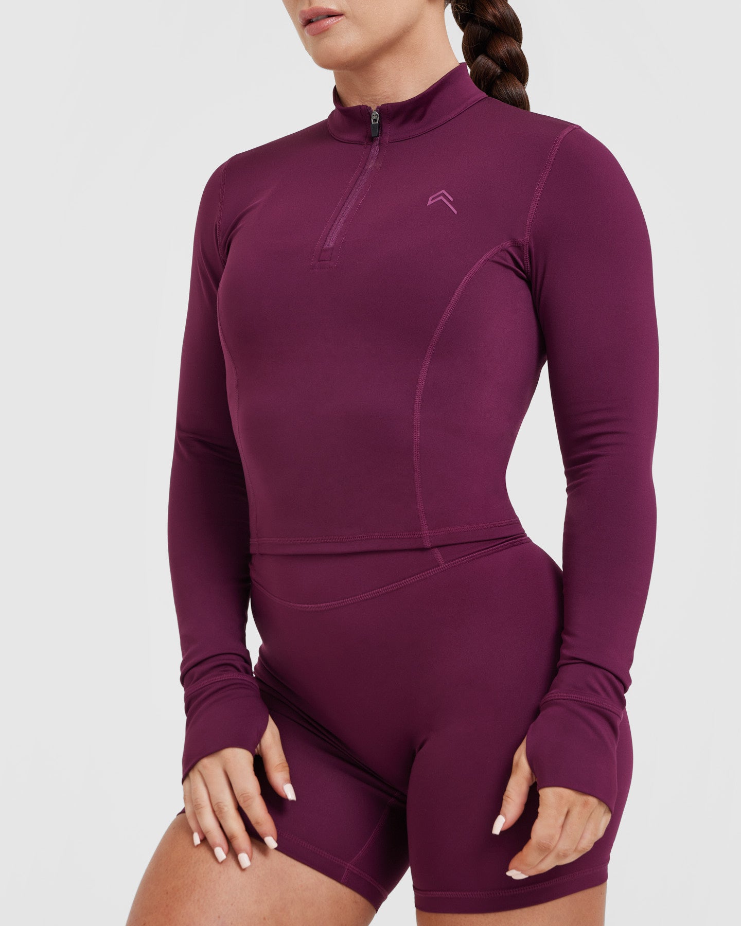Timeless Half Zip Mid-Long Sleeve Top for Women | Soft Stretch Casual Pullover in Ripe Fig Color | Perfect for Workouts, Hiking & Everyday Wear