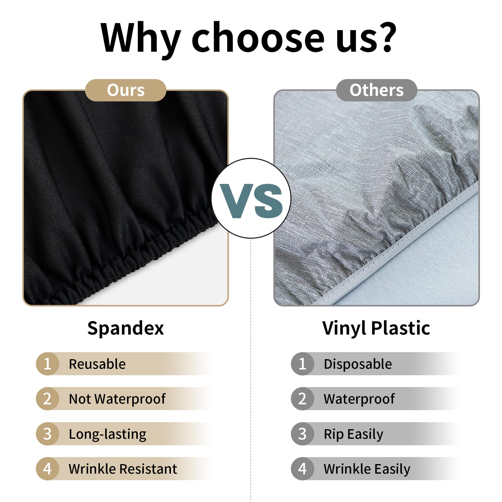 2 Pack Black Spandex Elastic Round Fitted Tablecloth - Stretchable Table Cover for 60 Inch Tables - Perfect for Kitchen, Dining Room, Indoor, Outdoor, Picnic & Camping Use